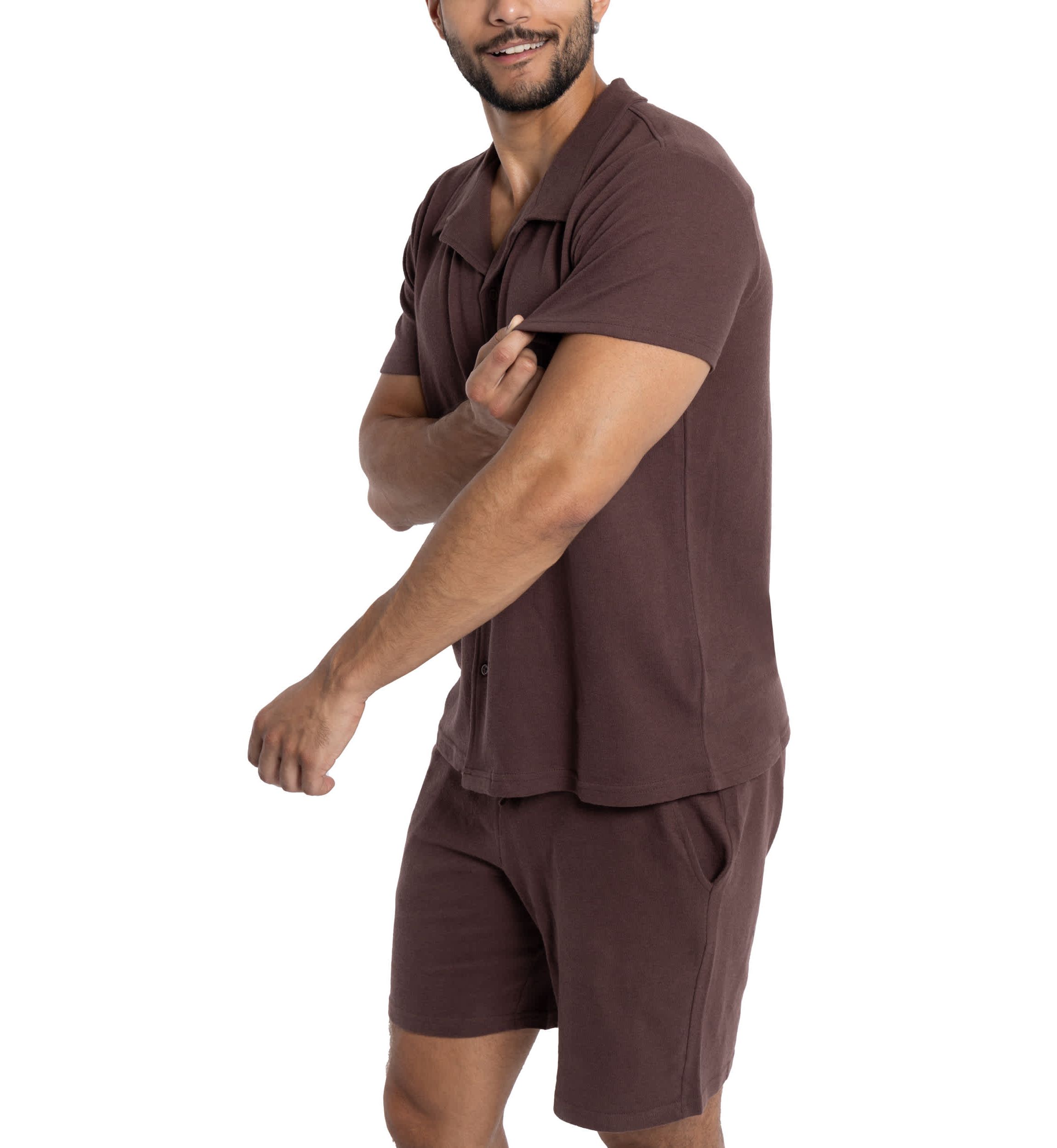 Mens Camp Collar Casual Short Sleeve Button-Up Shirt