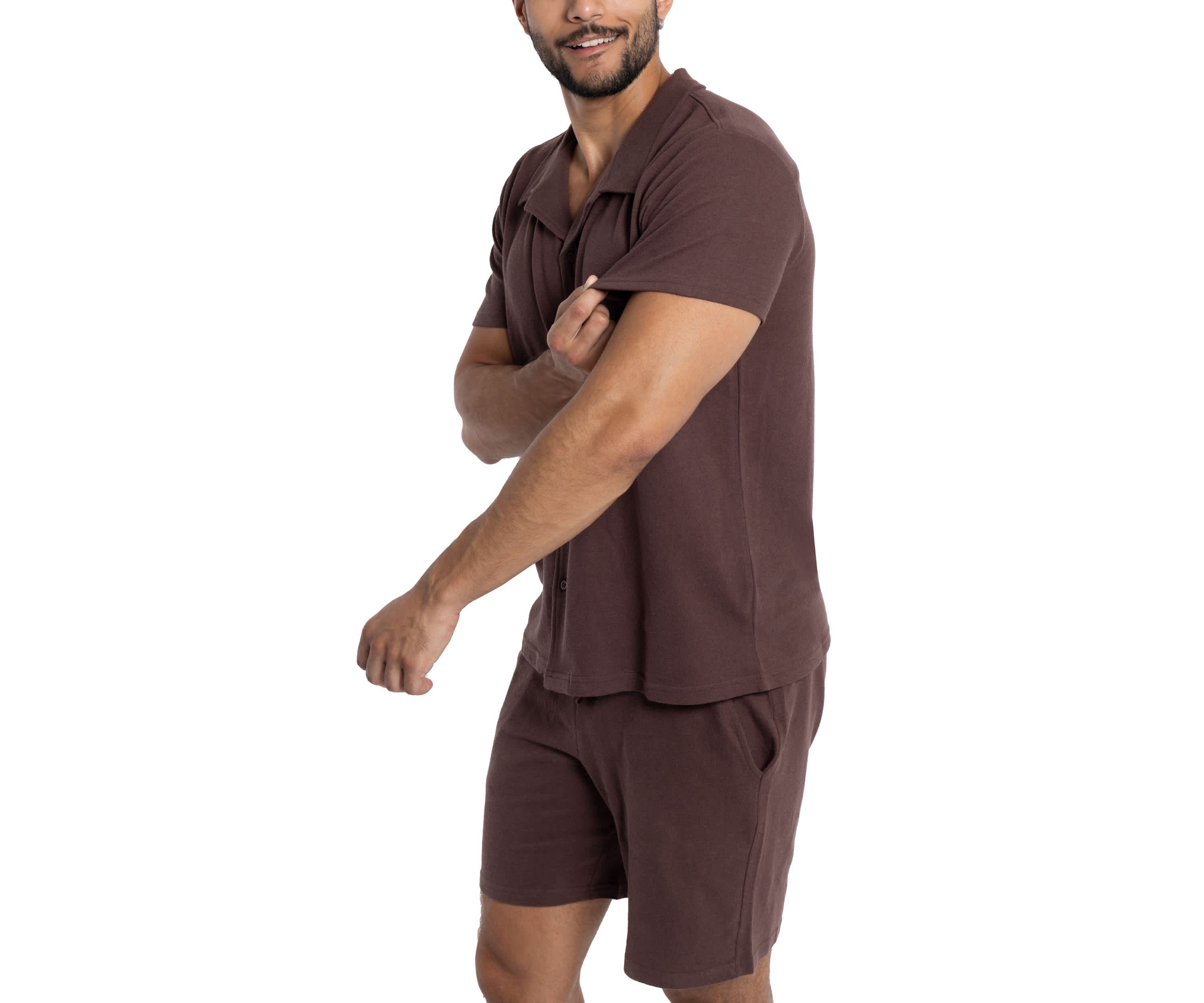 Mens Camp Collar Casual Short Sleeve Button-Up Shirt