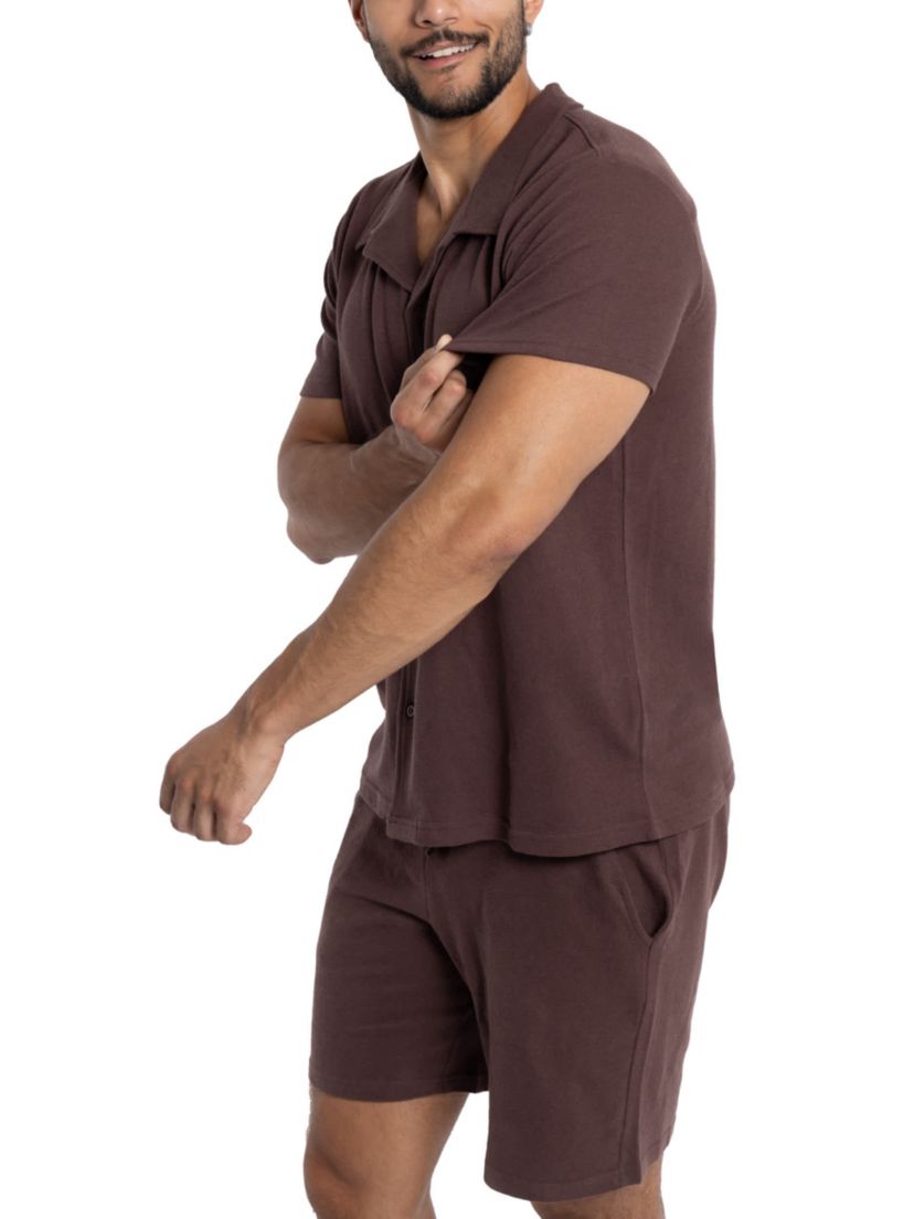 Mens Camp Collar Casual Short Sleeve Button-Up Shirt