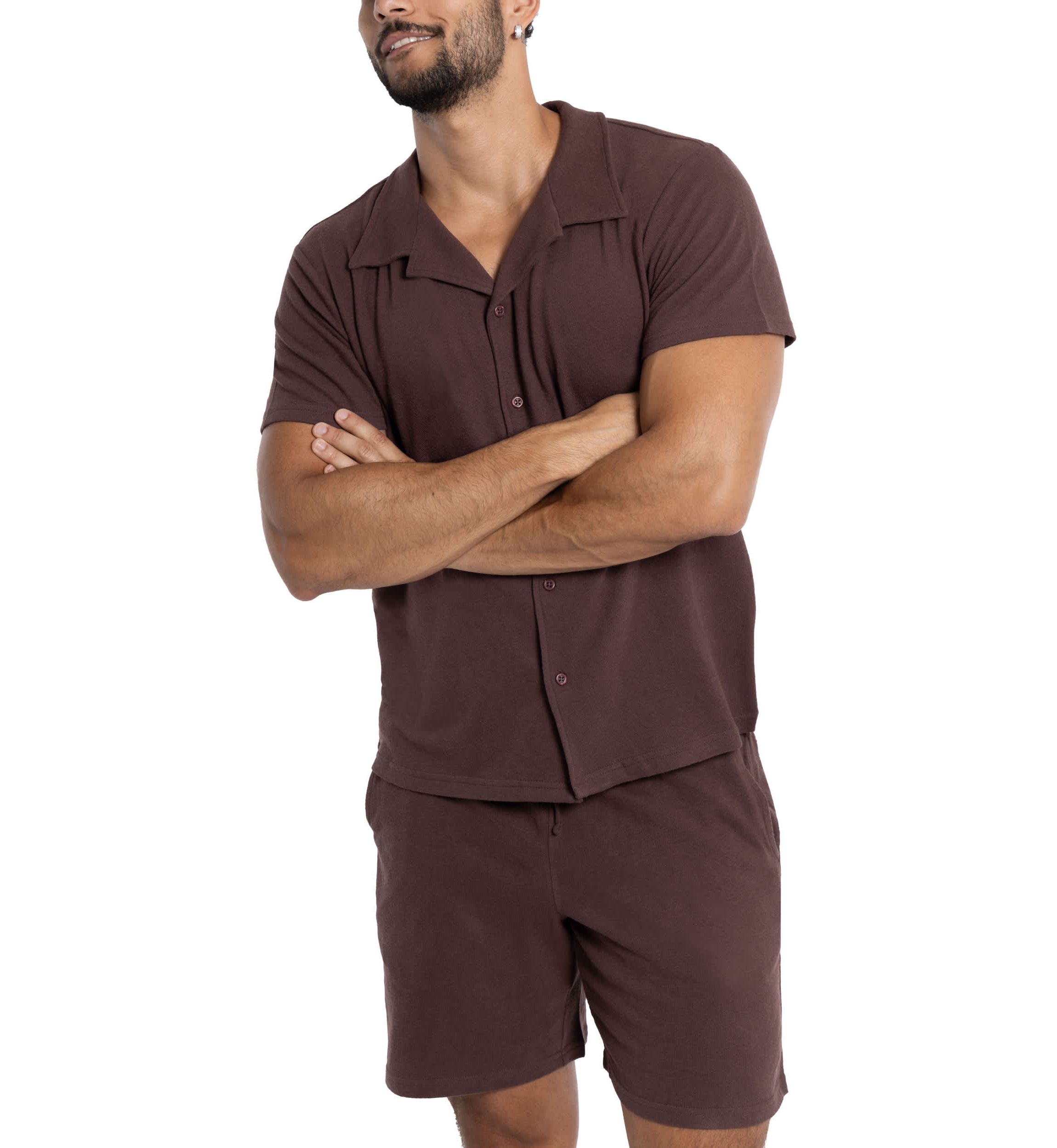 Mens Camp Collar Casual Short Sleeve Button-Up Shirt