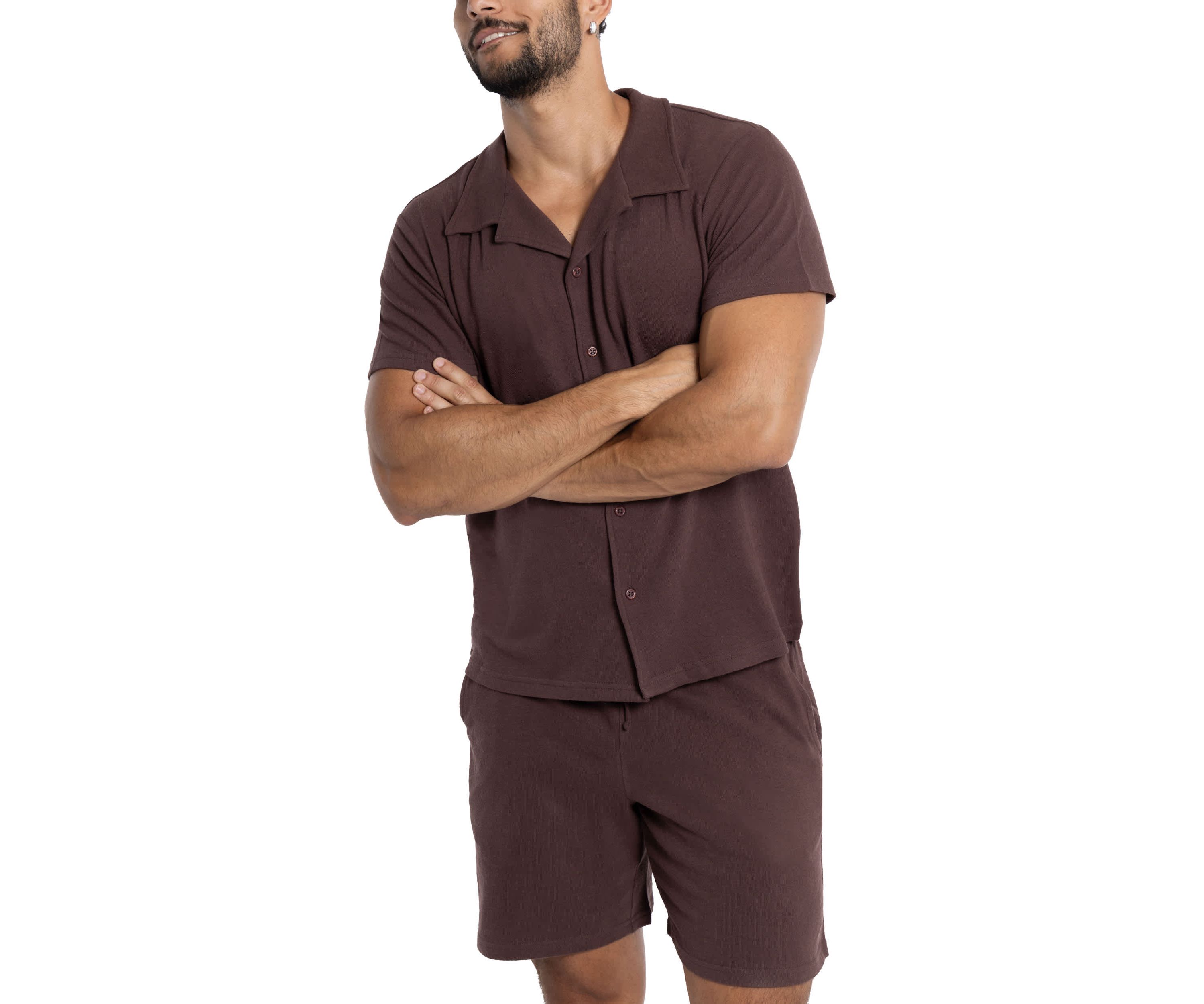 Mens Camp Collar Casual Short Sleeve Button-Up Shirt