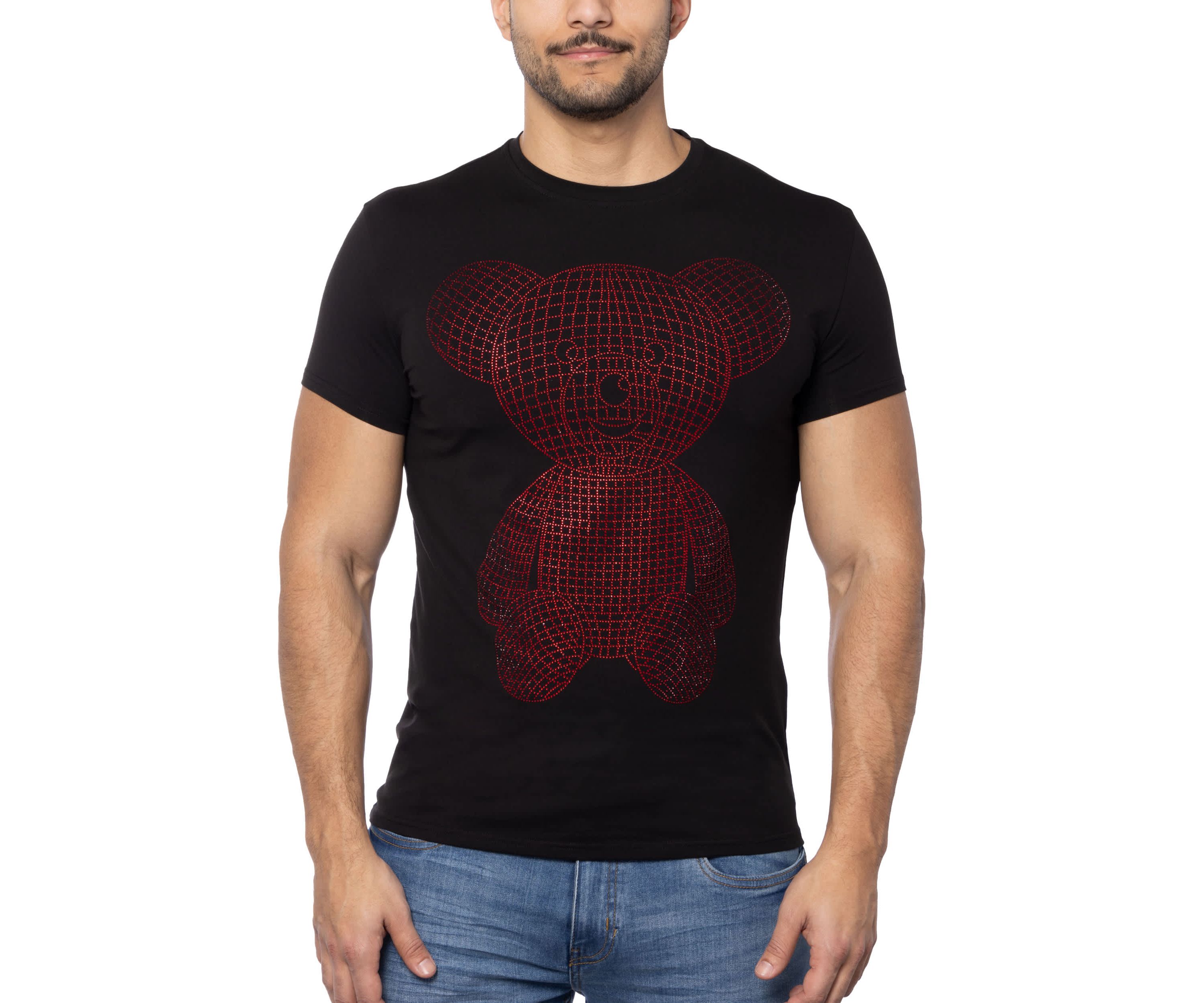 Mens 3D Bear Rhinestone Graphic T-Shirts