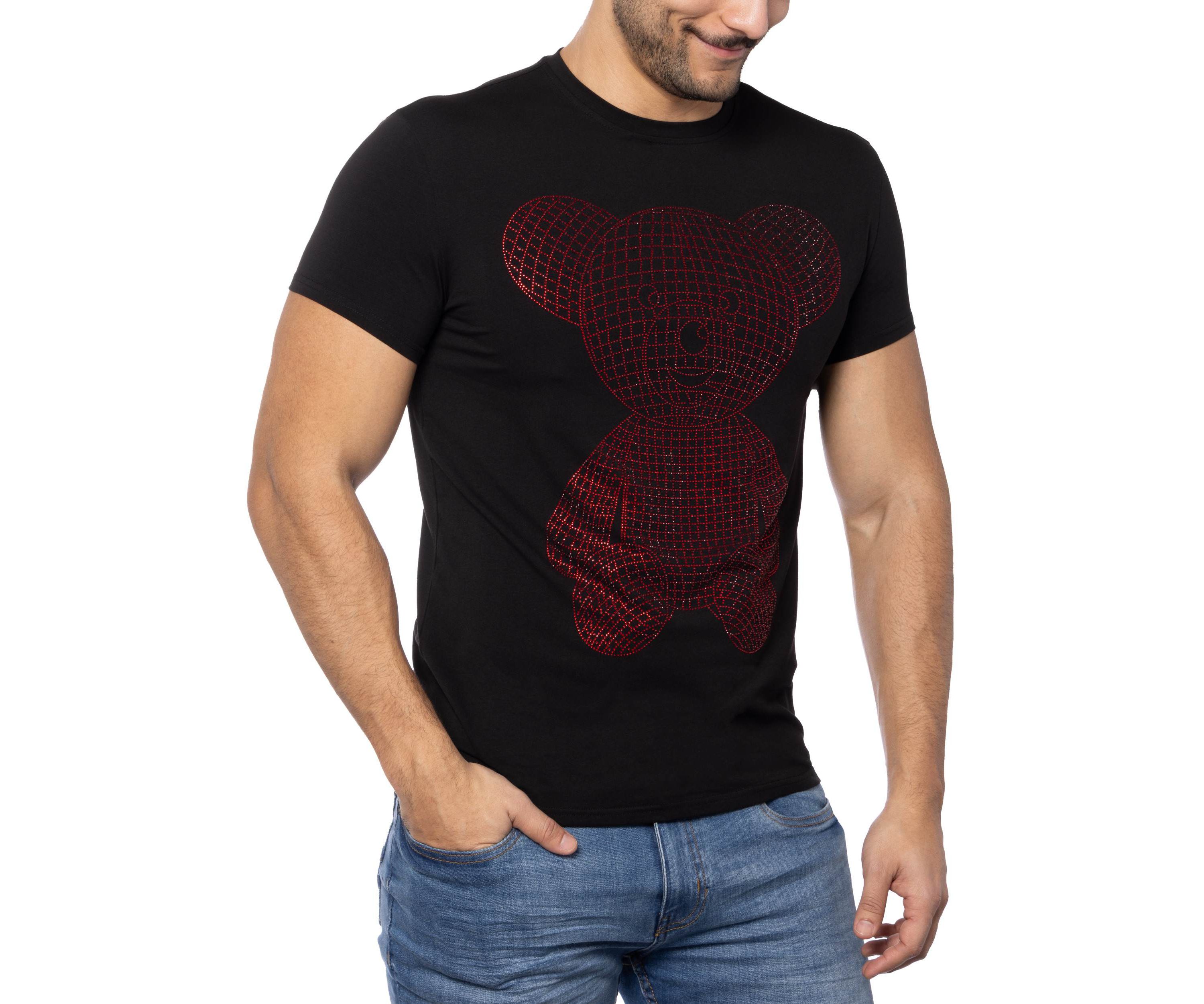 Mens 3D Bear Rhinestone Graphic T-Shirts