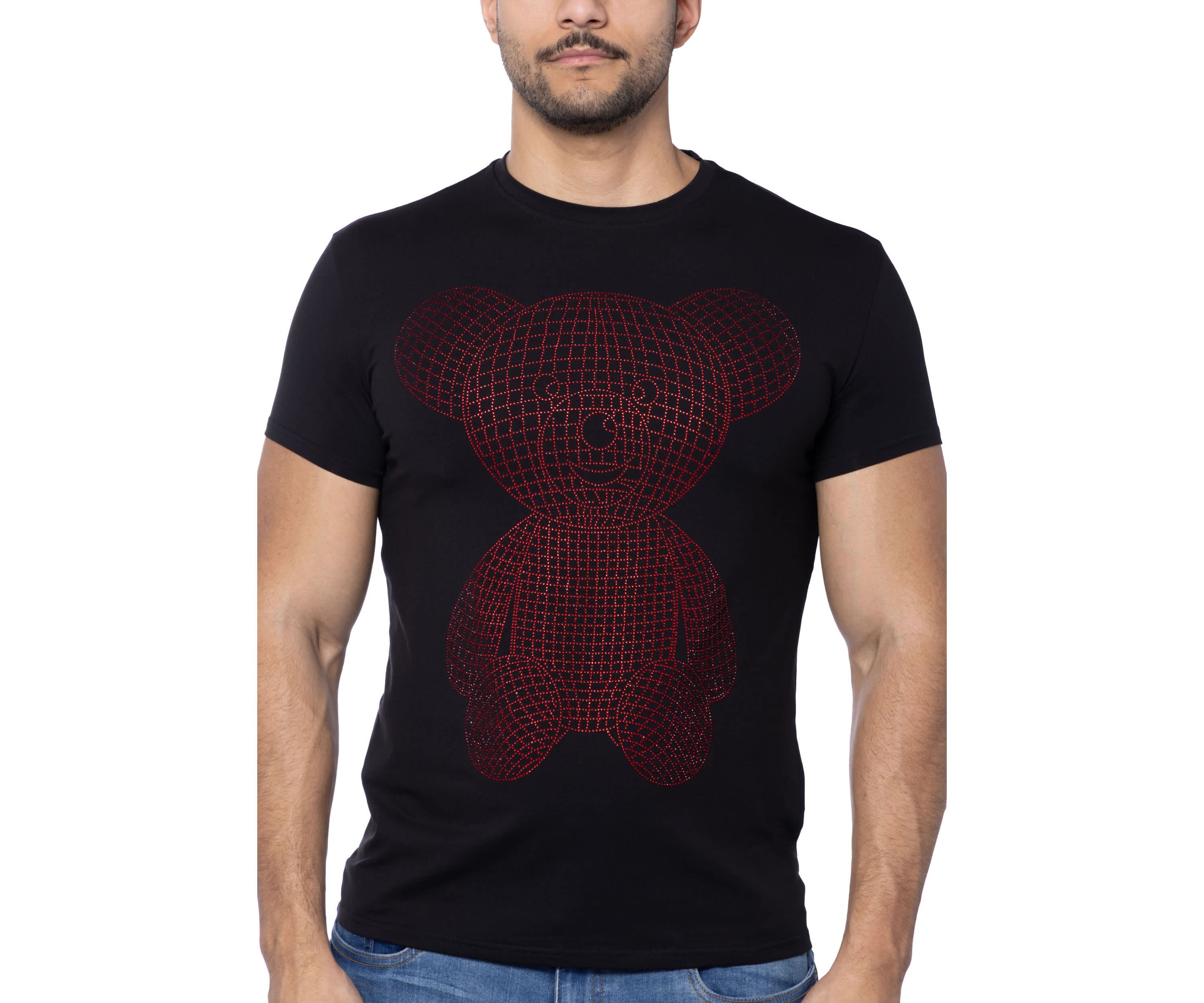 Mens 3D Bear Rhinestone Graphic T-Shirts