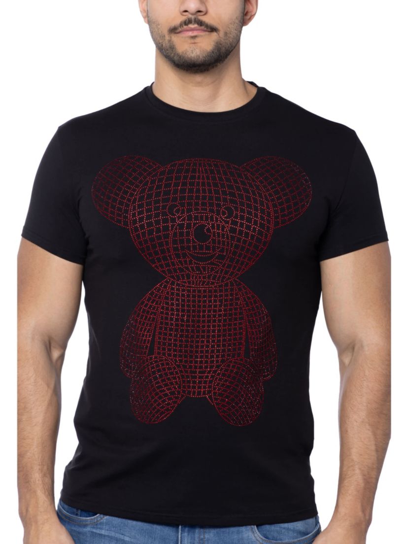 Mens 3D Bear Rhinestone Graphic T-Shirts
