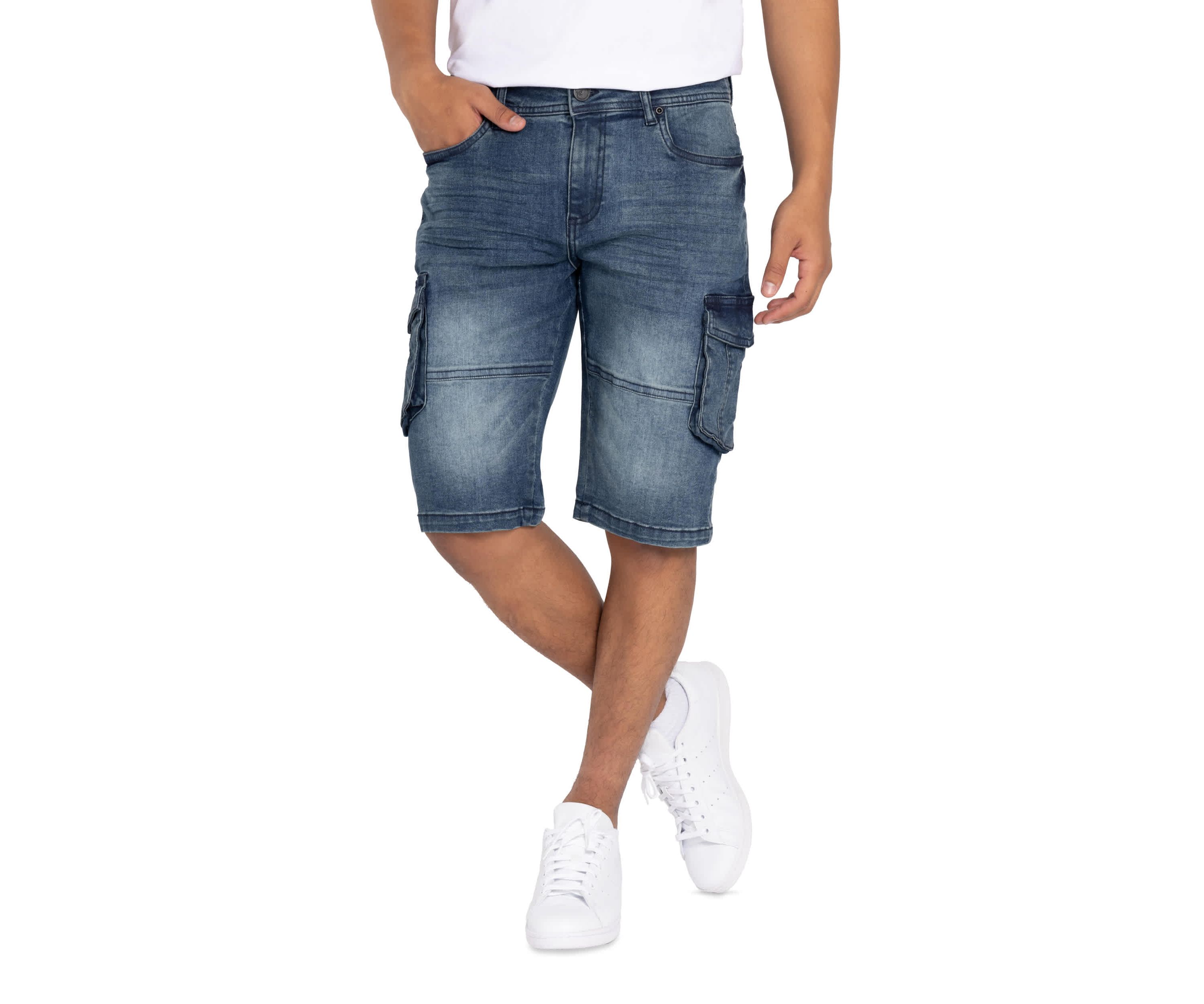 Mens Denim Cargo Shorts