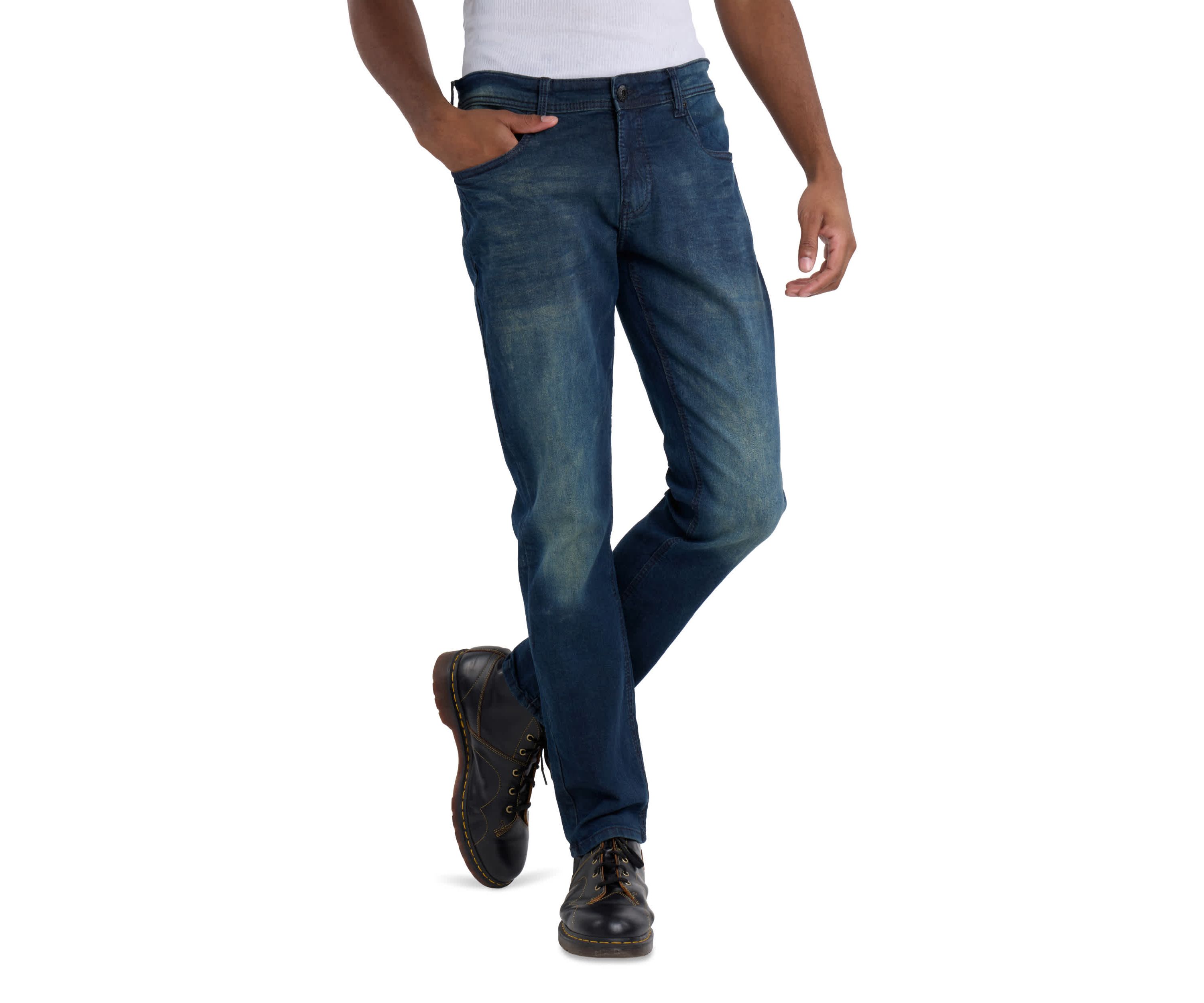 Mens Modern Fit Saddle Stitch Jeans