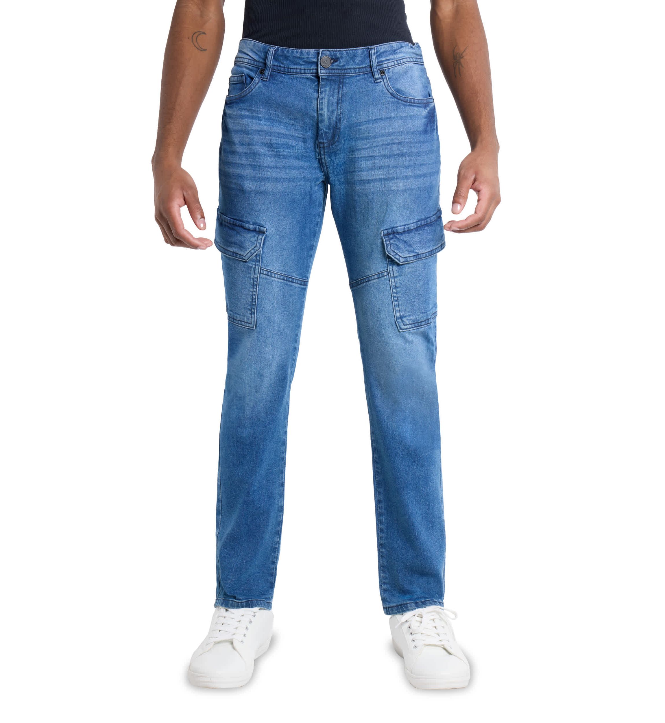 Mens Slim Fit Cargo Pocket Jeans