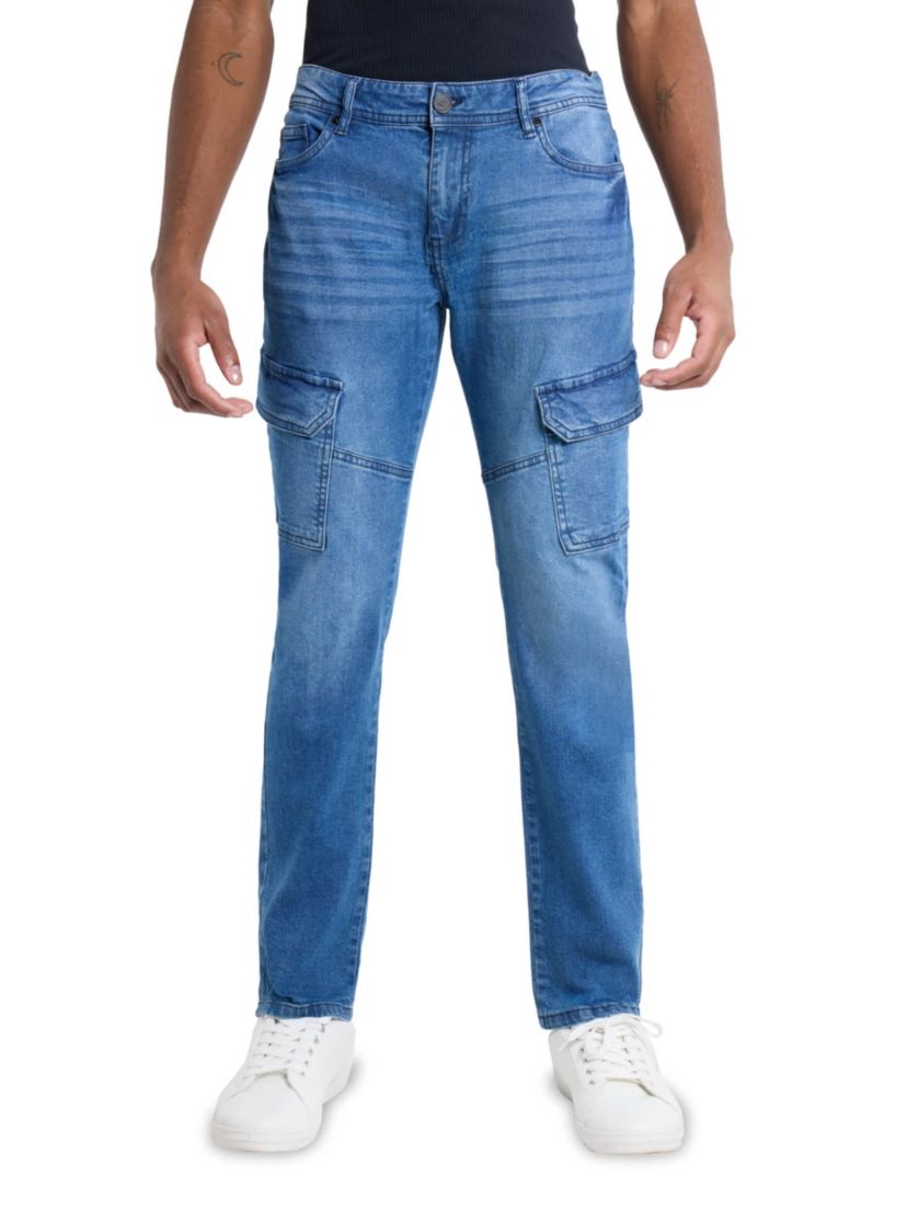 Mens Slim Fit Cargo Pocket Jeans