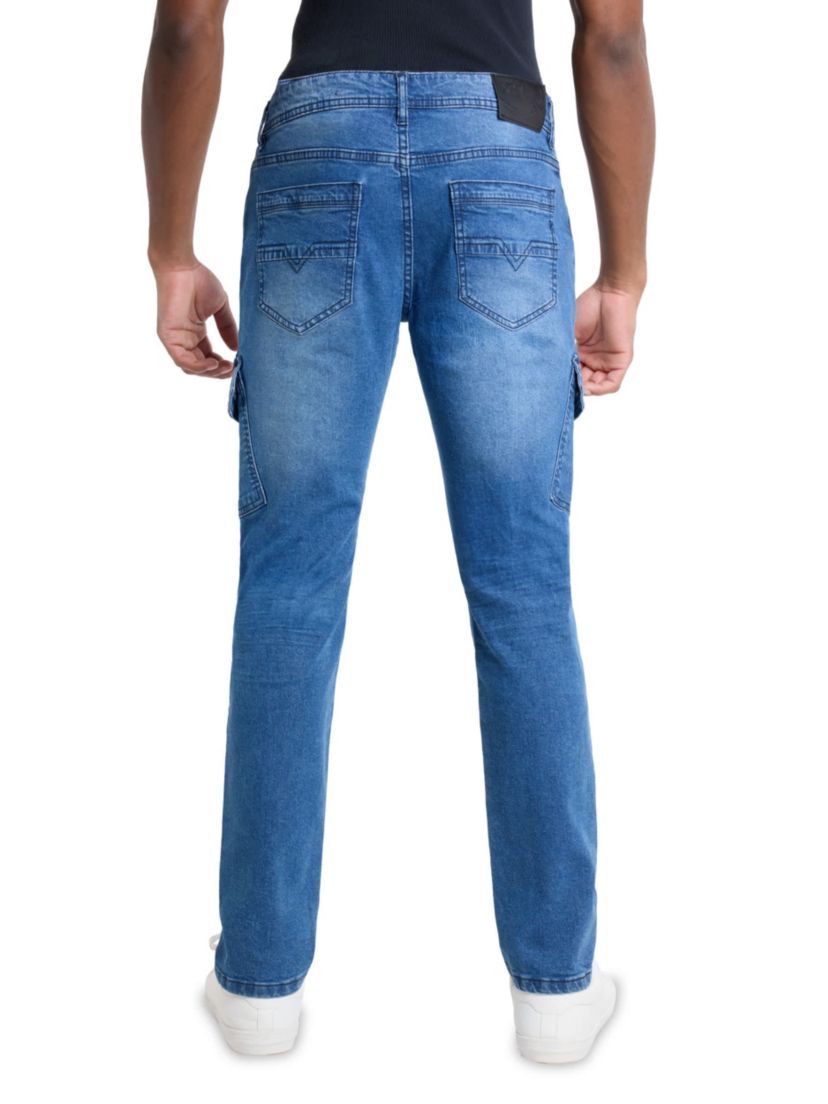 Mens Slim Fit Cargo Pocket Jeans
