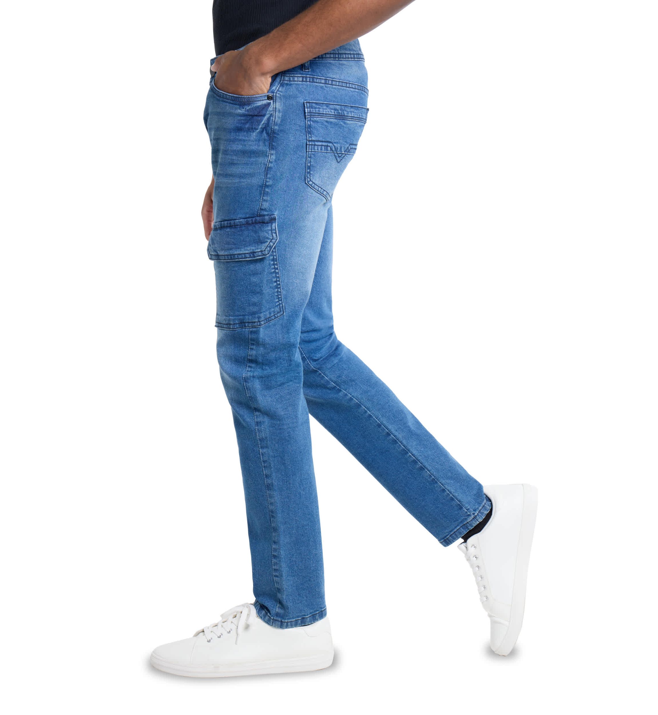 Mens Slim Fit Cargo Pocket Jeans