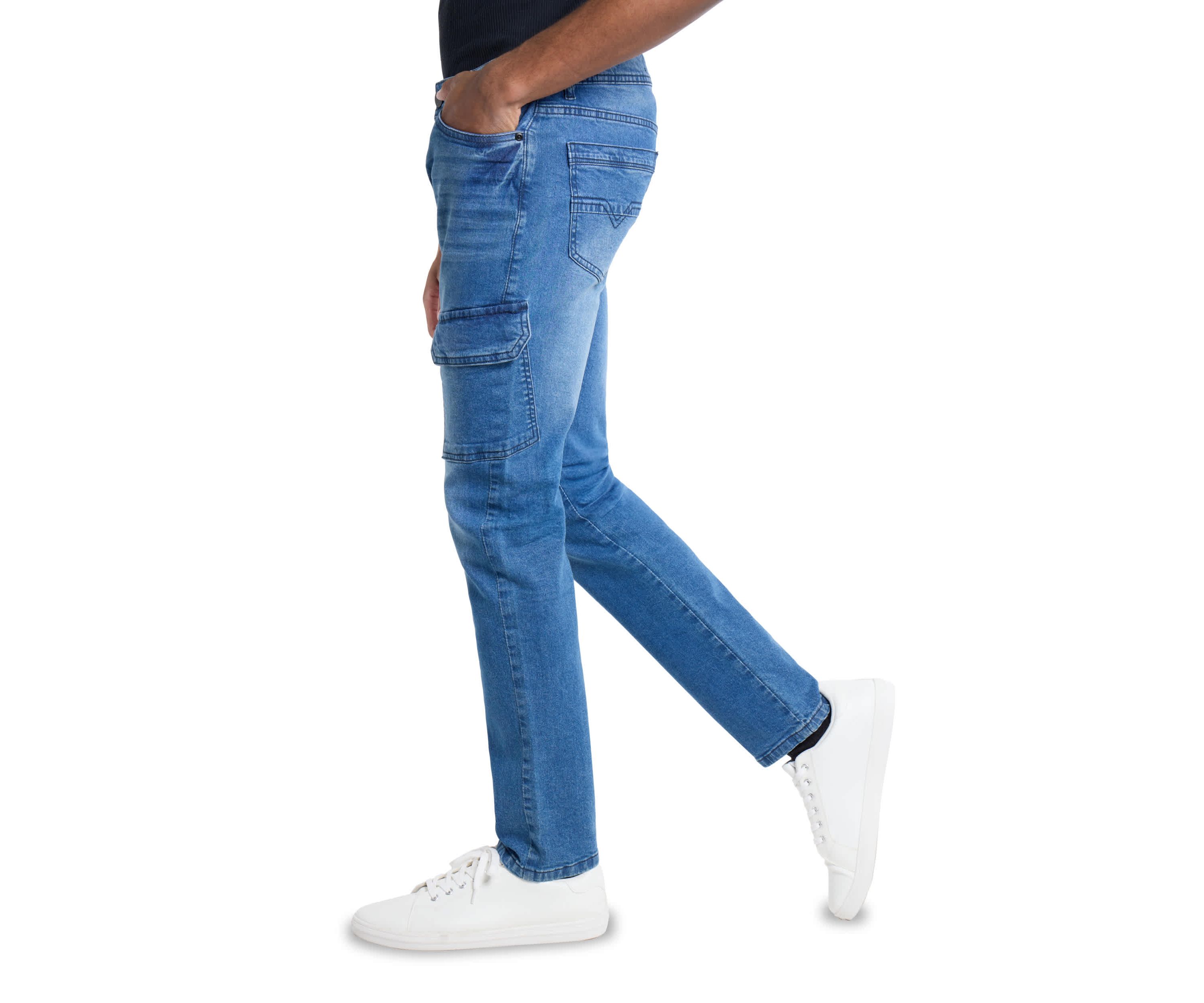 Mens Slim Fit Cargo Pocket Jeans