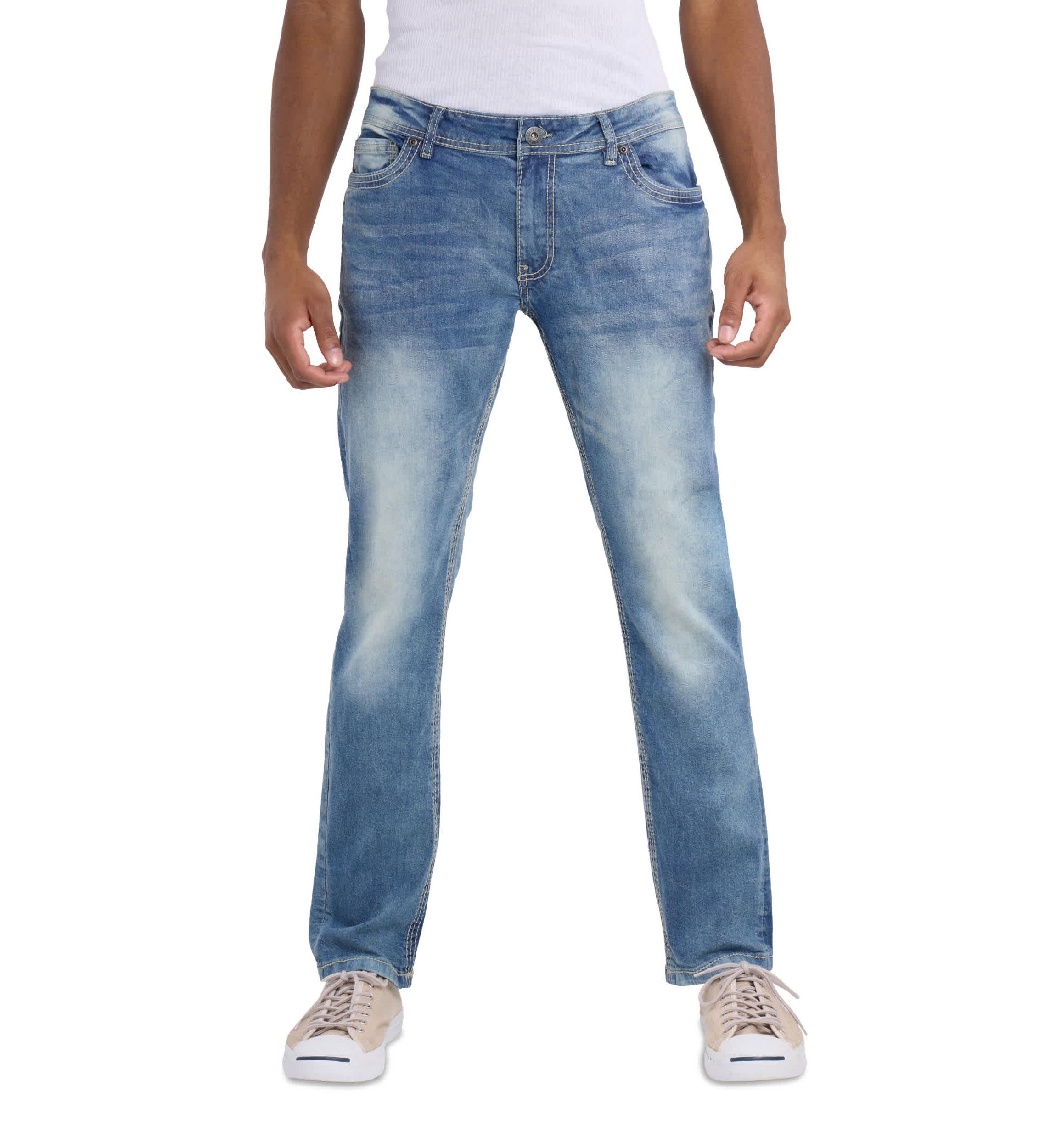 Mens Modern Fit Saddle Stitch Jeans