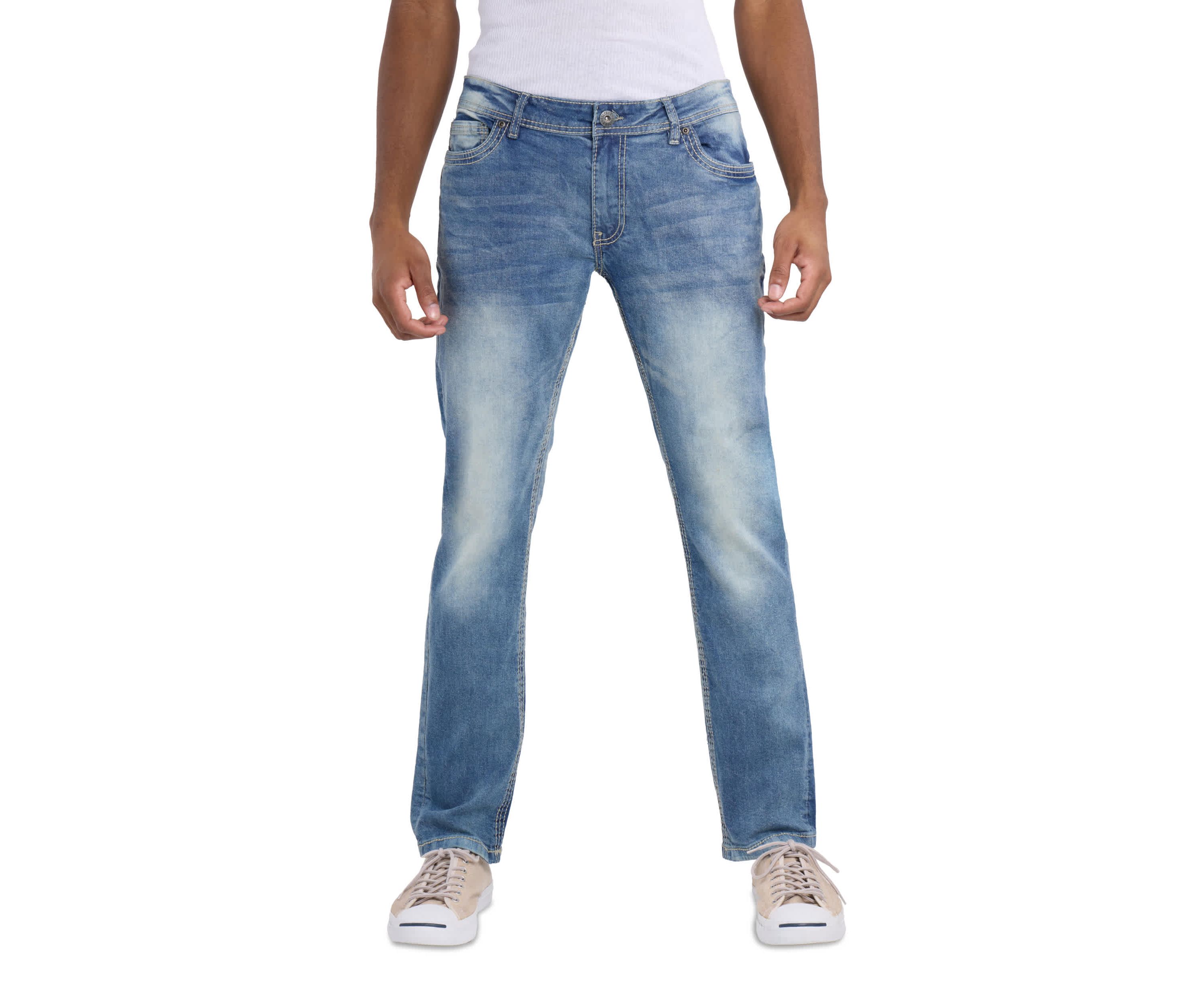 Mens Modern Fit Saddle Stitch Jeans