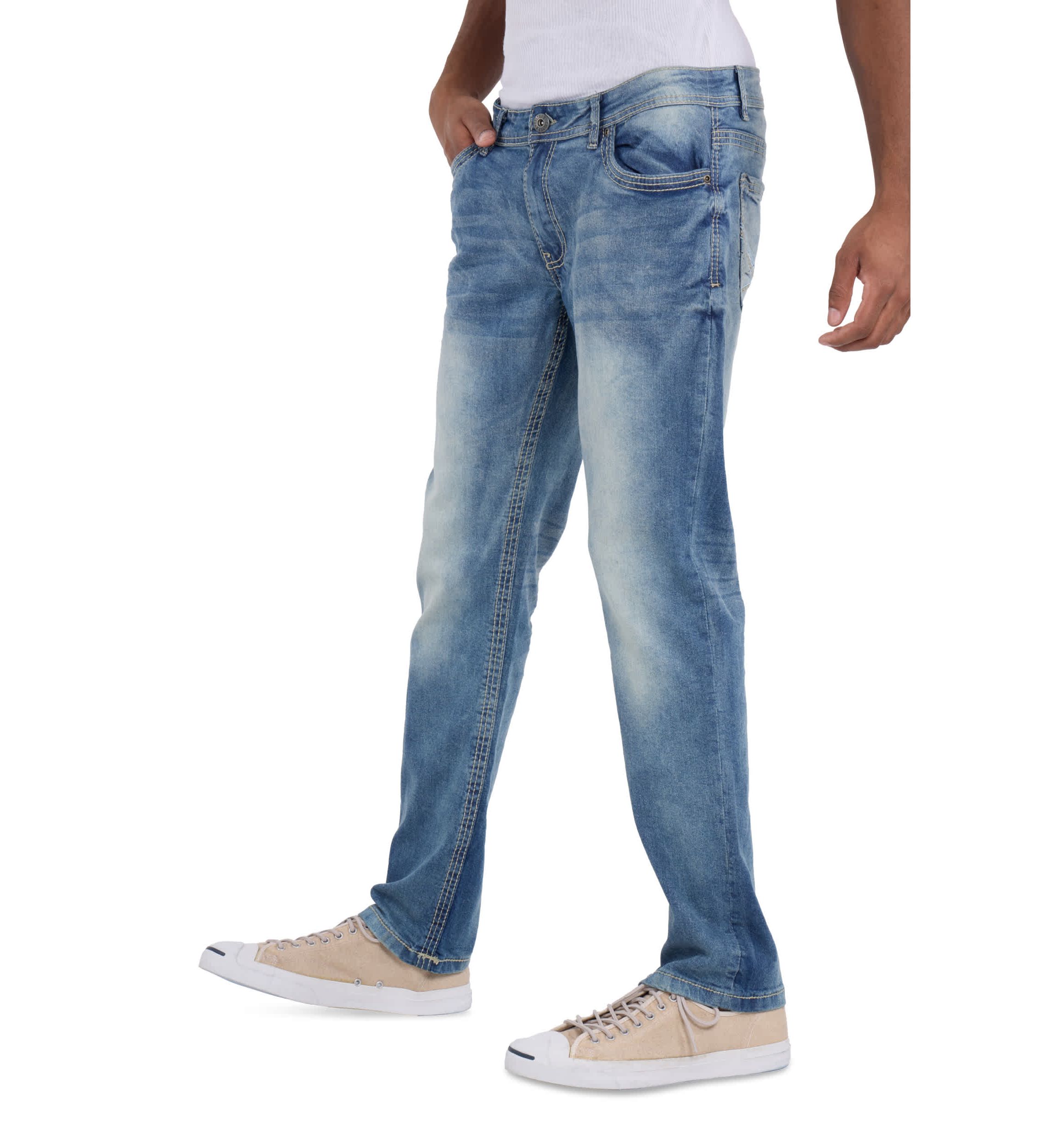 Mens Modern Fit Saddle Stitch Jeans
