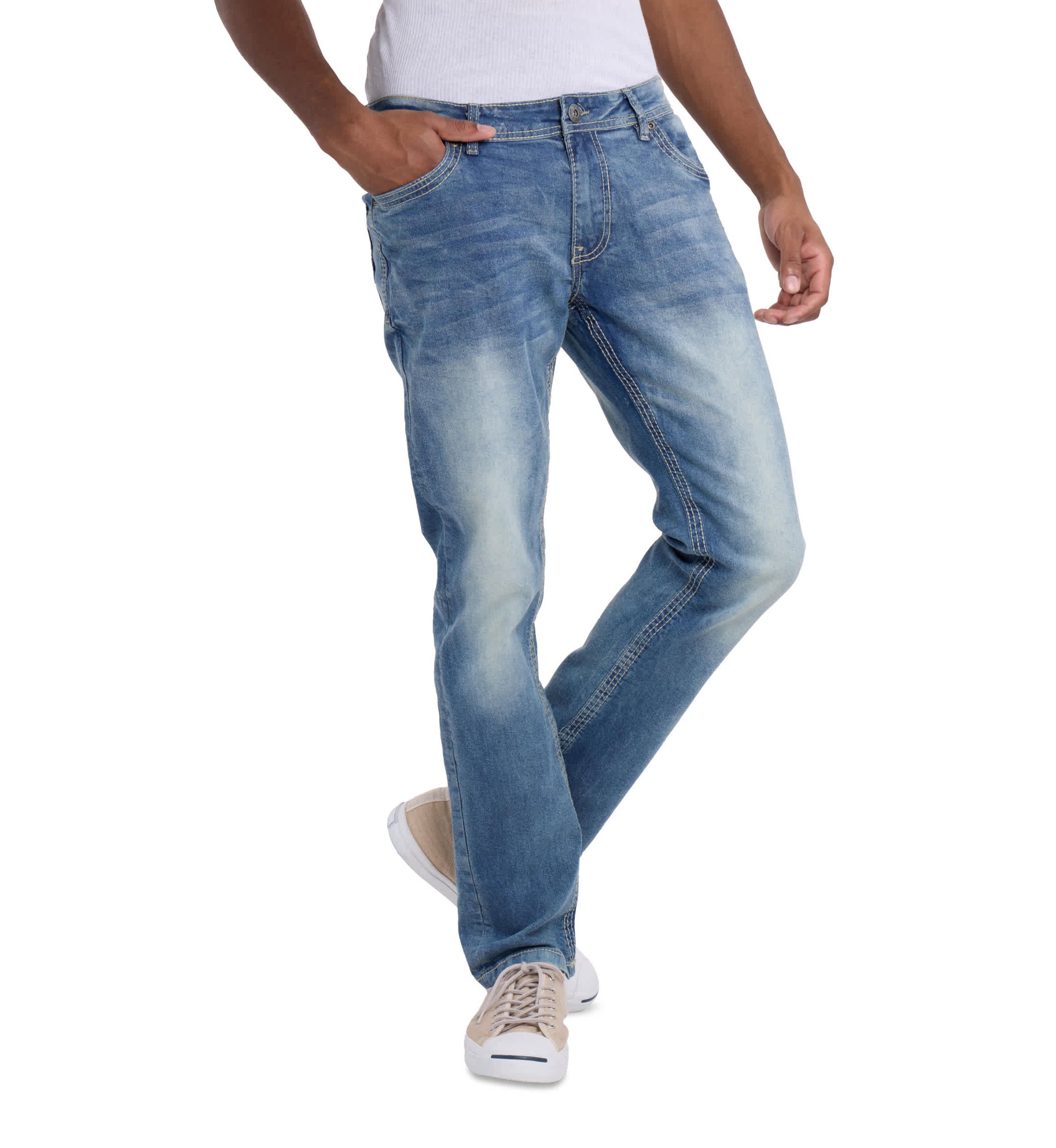 Mens Modern Fit Saddle Stitch Jeans