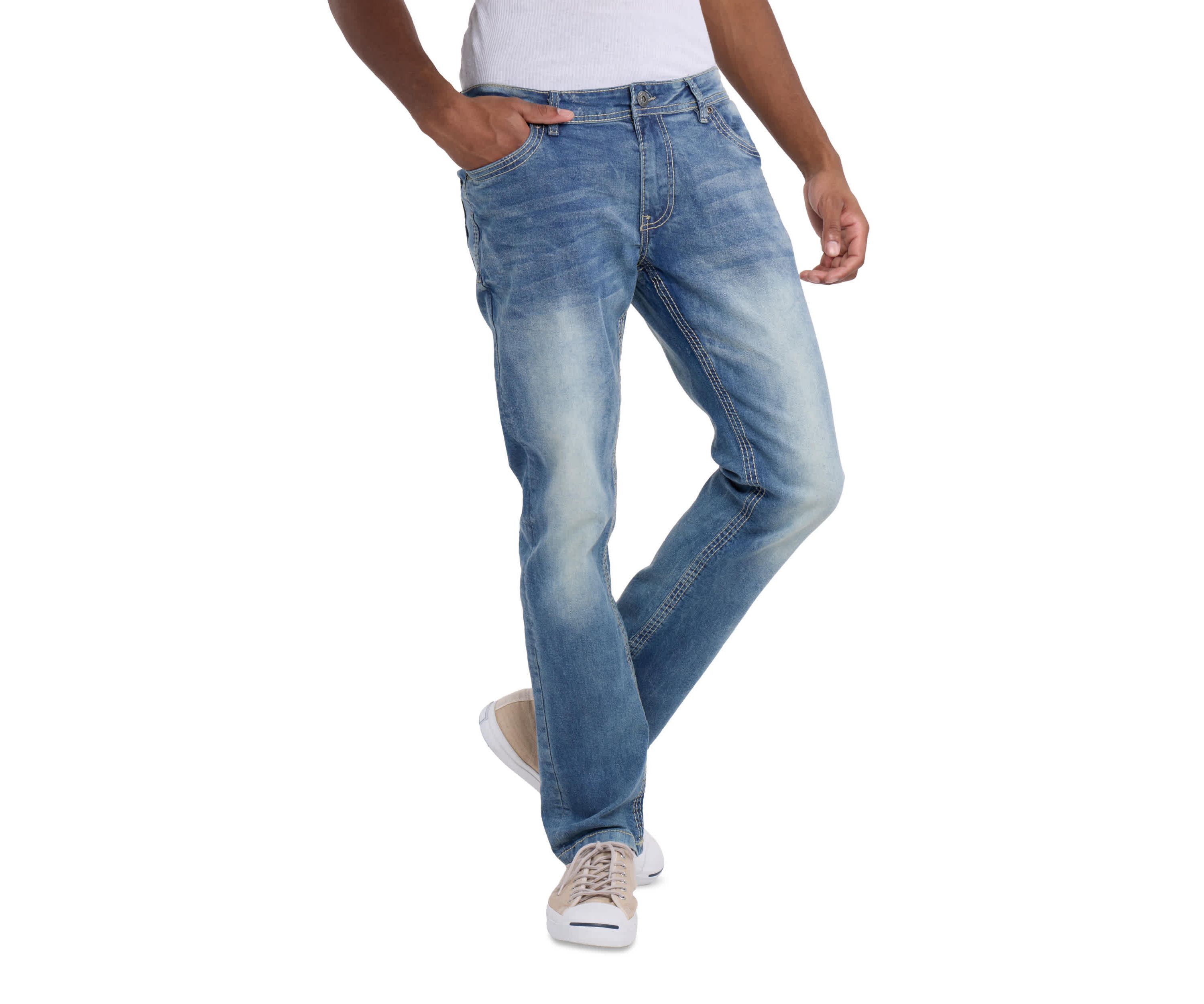 Mens Modern Fit Saddle Stitch Jeans