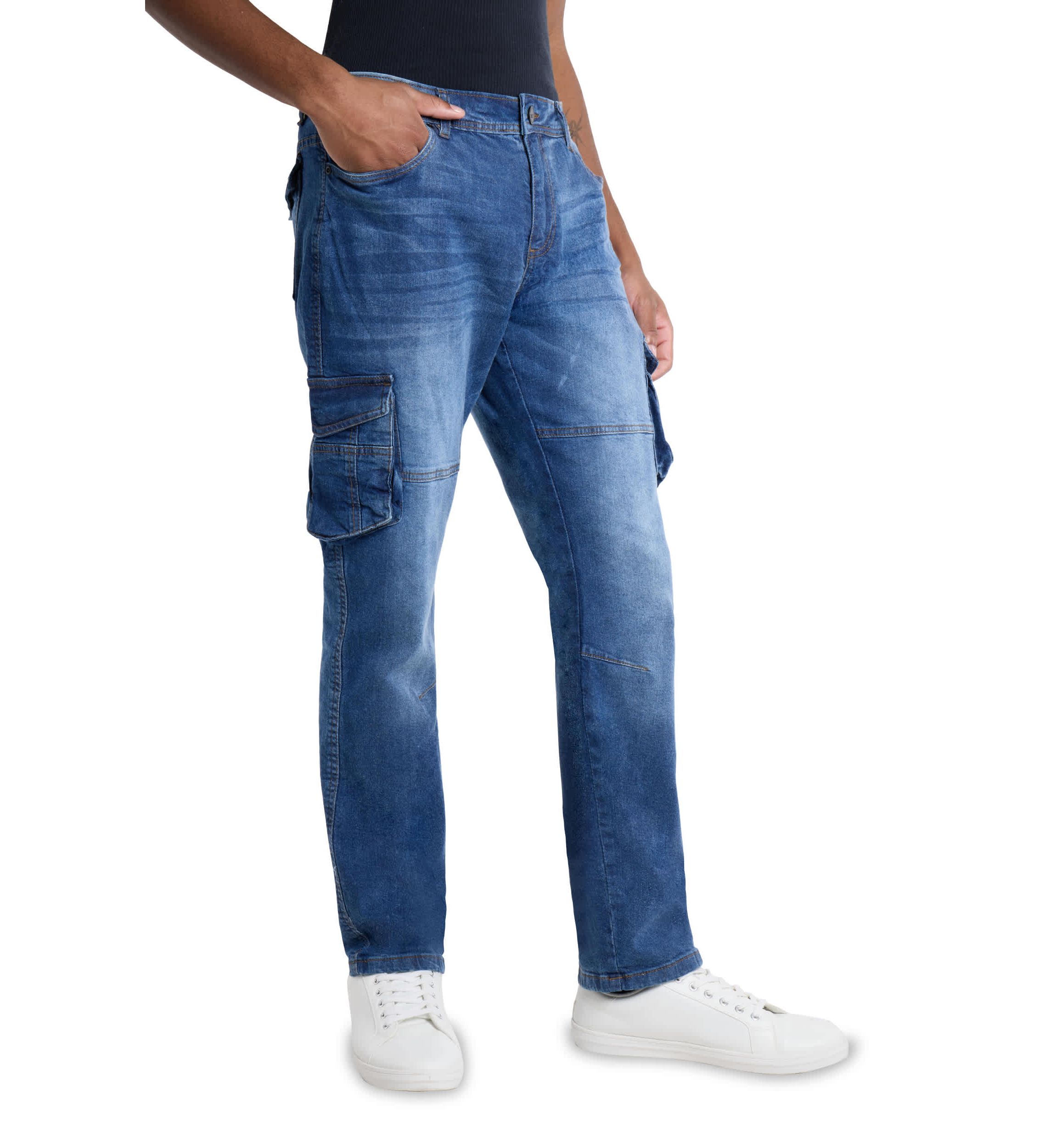 Mens Slim Fit Cargo Jeans