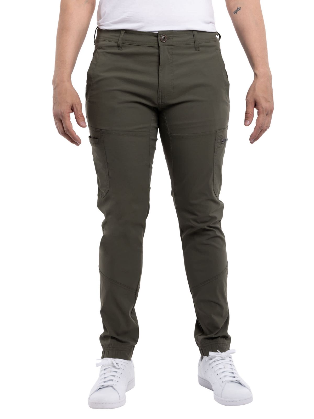 Mens Nylon Flat Waist Jogger Cargo Pants