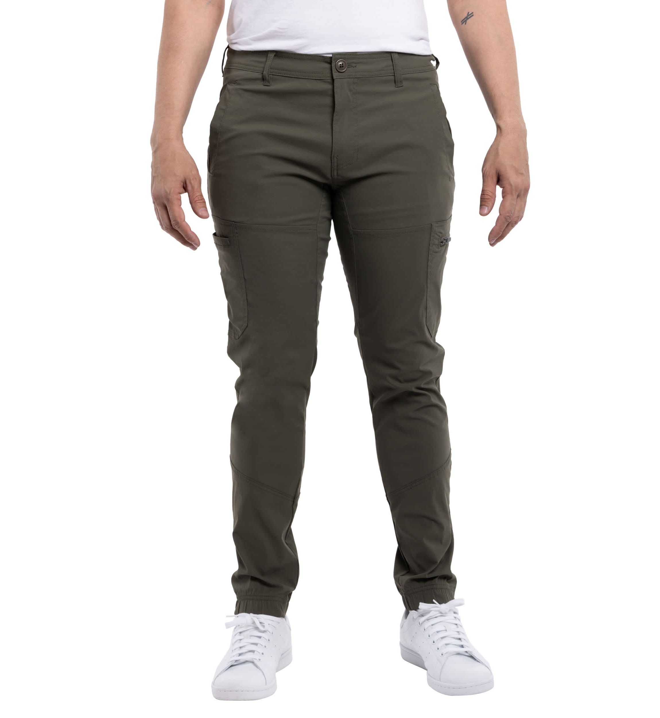Mens Nylon Flat Waist Jogger Cargo Pants