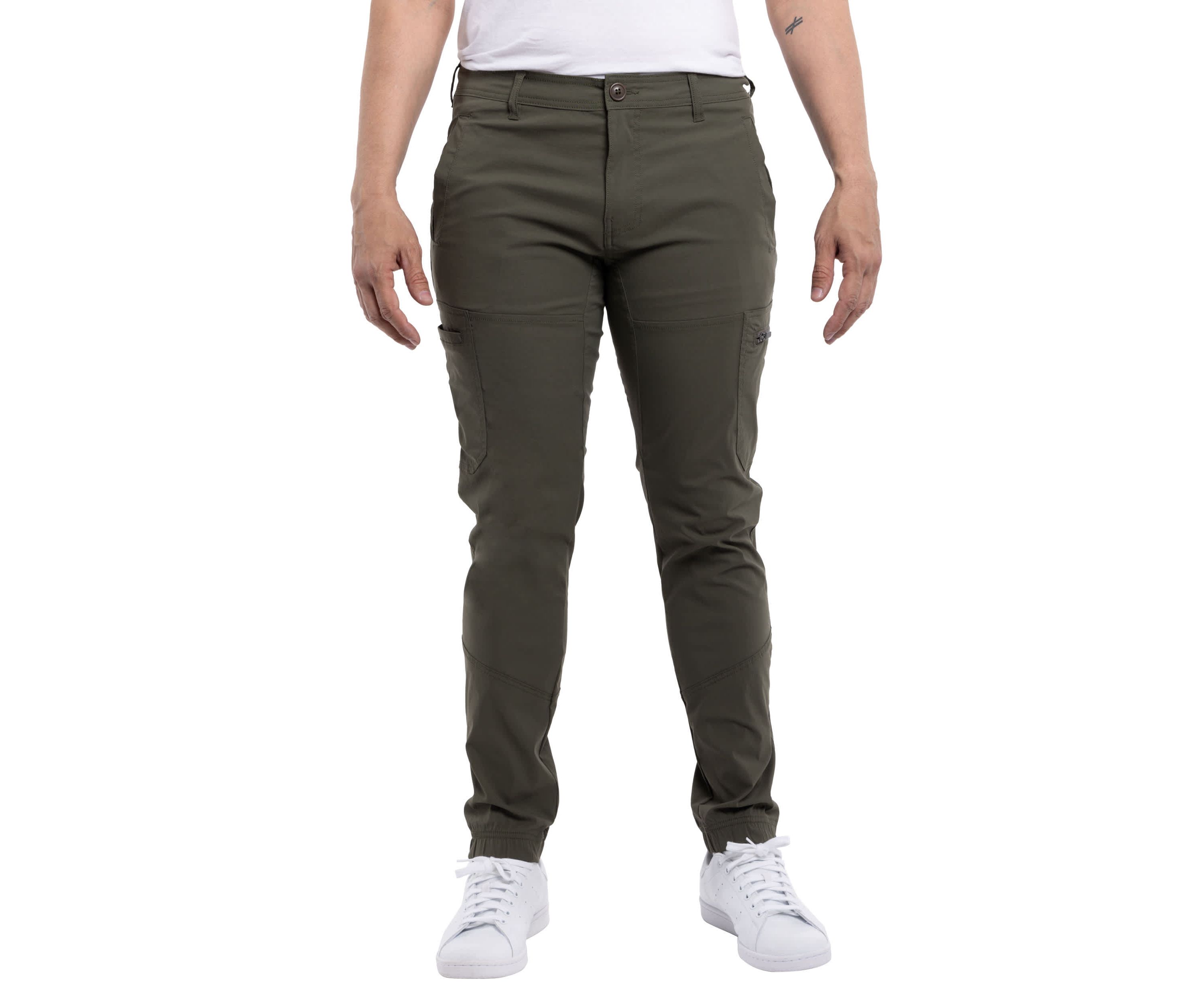 Mens Nylon Flat Waist Jogger Cargo Pants