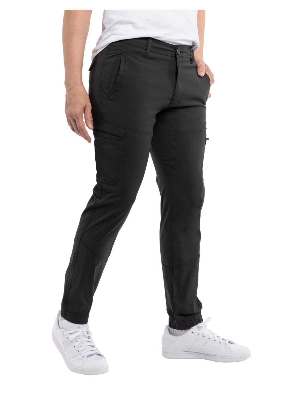 Mens Nylon Flat Waist Jogger Cargo Pants