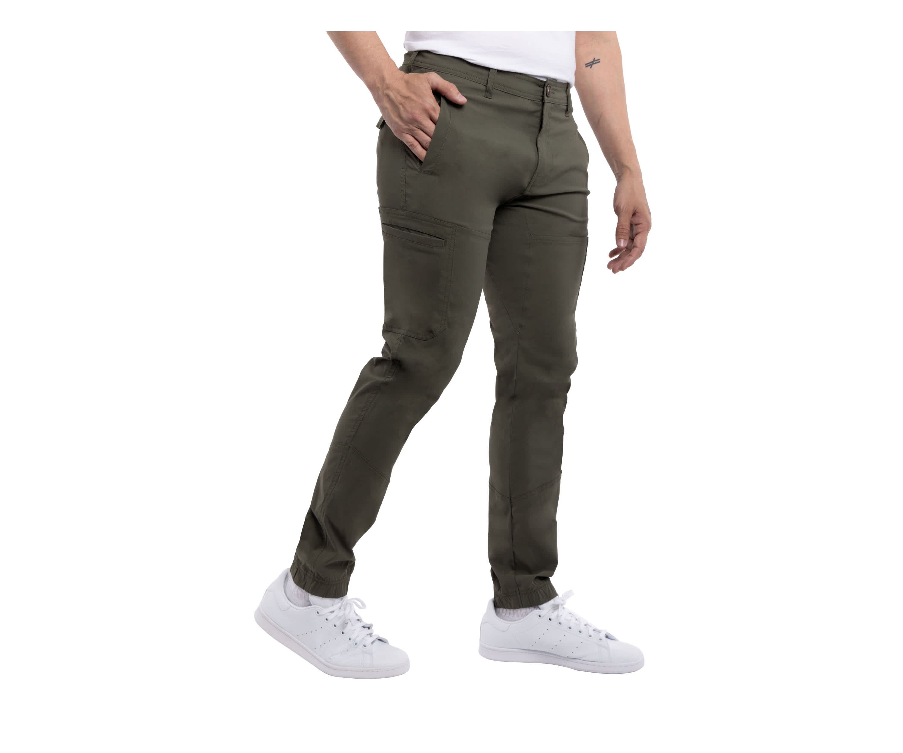 Mens Nylon Flat Waist Jogger Cargo Pants