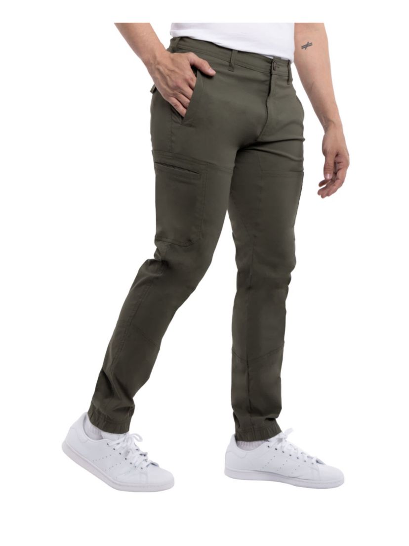 Mens Nylon Flat Waist Jogger Cargo Pants