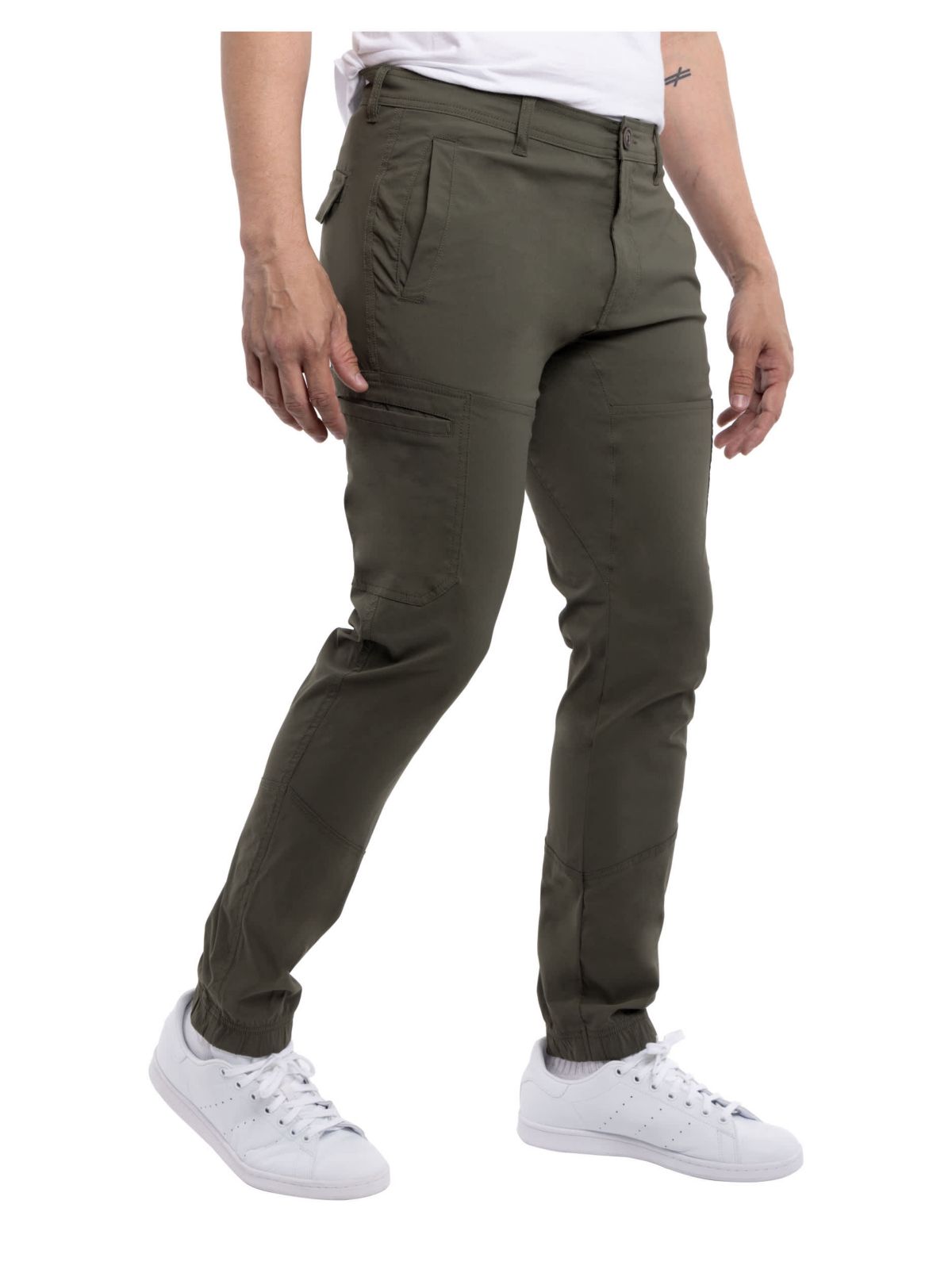 Mens Nylon Flat Waist Jogger Cargo Pants