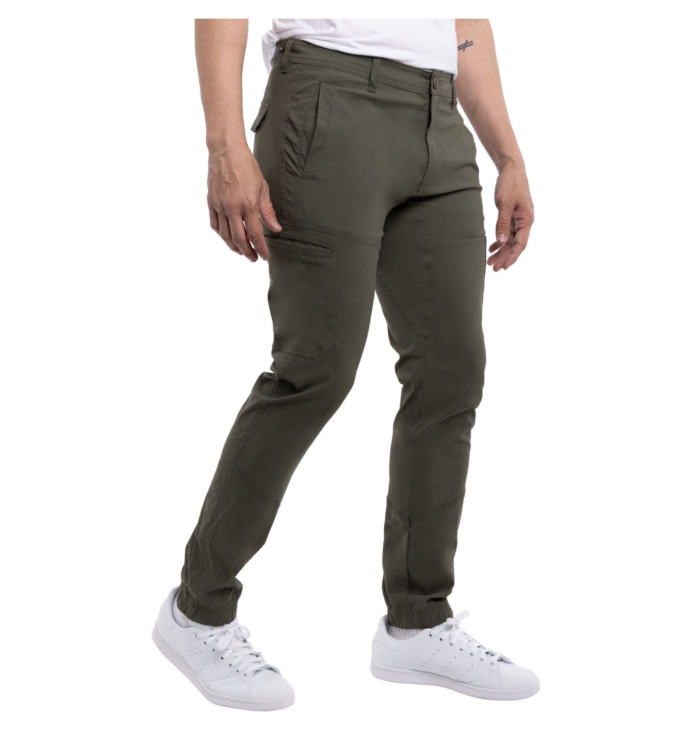 Mens Nylon Flat Waist Jogger Cargo Pants