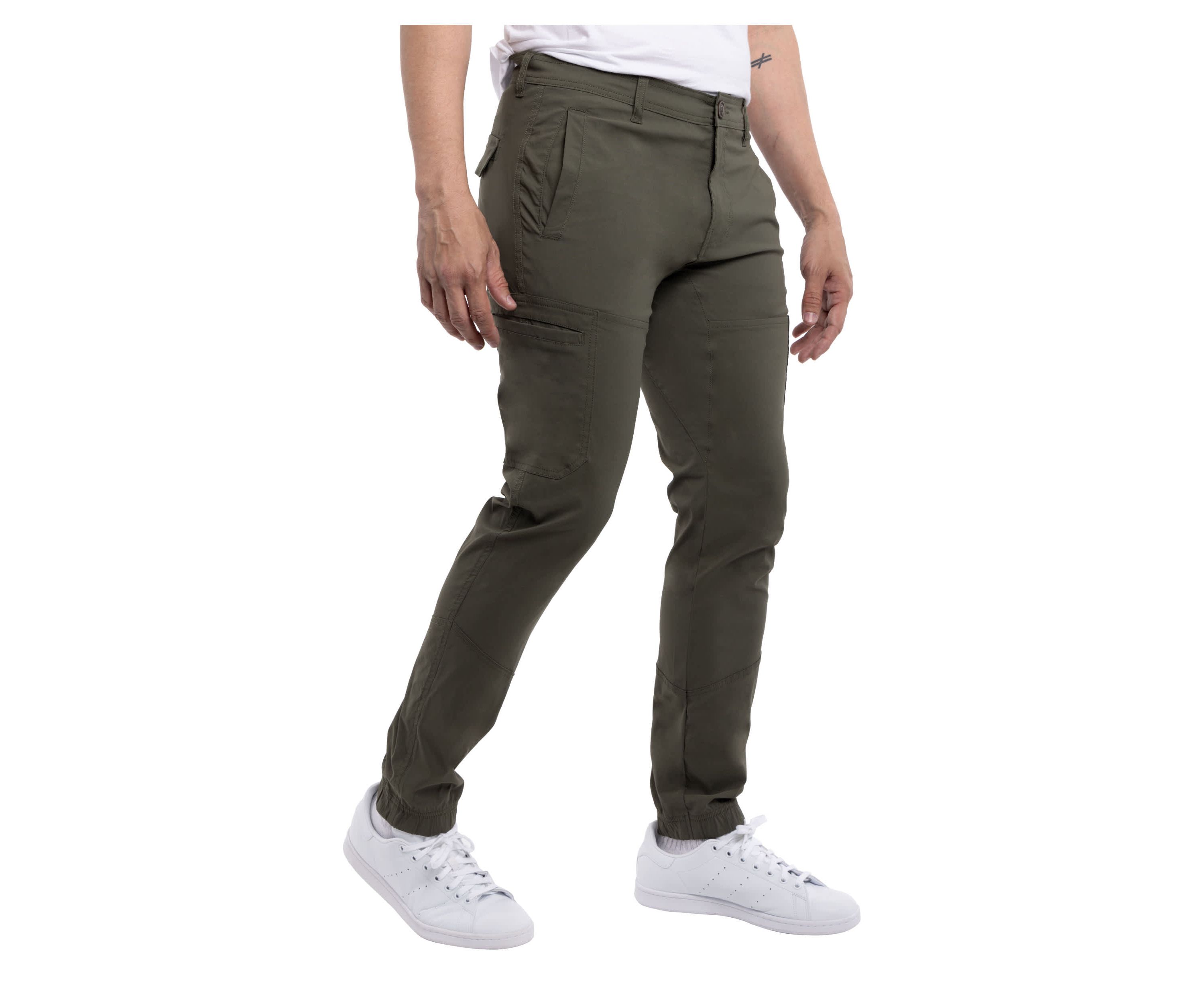 Mens Nylon Flat Waist Jogger Cargo Pants