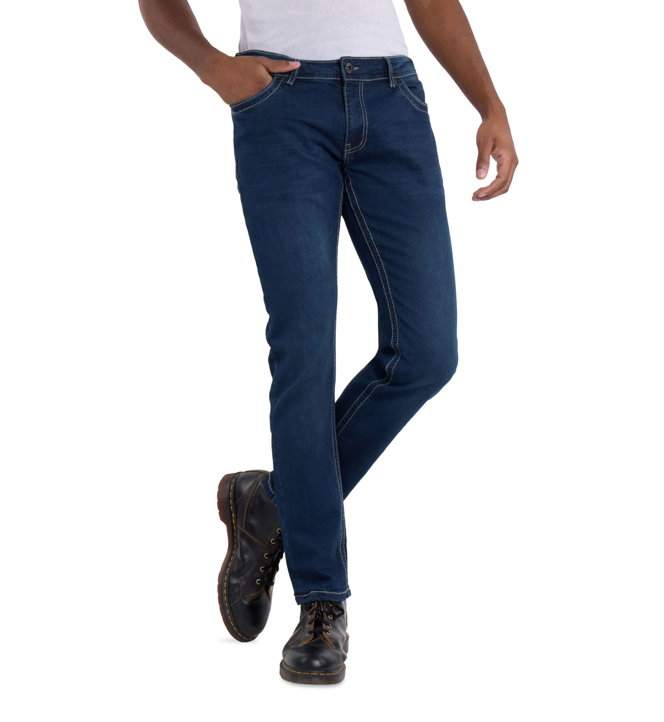 Mens Modern Fit Saddle Stitch Jeans