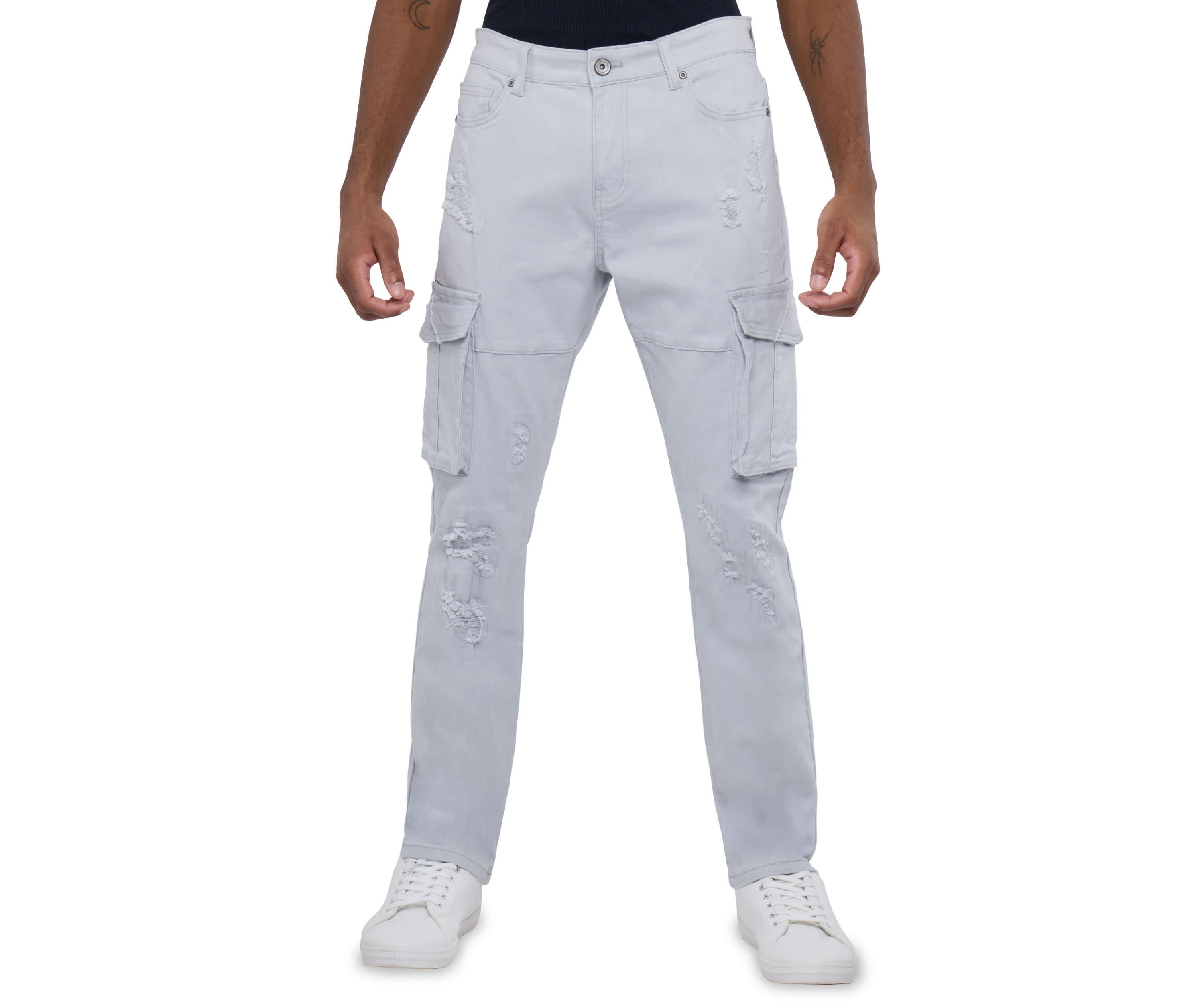 Mens Rip And Repair Cargo Pocket Jeans