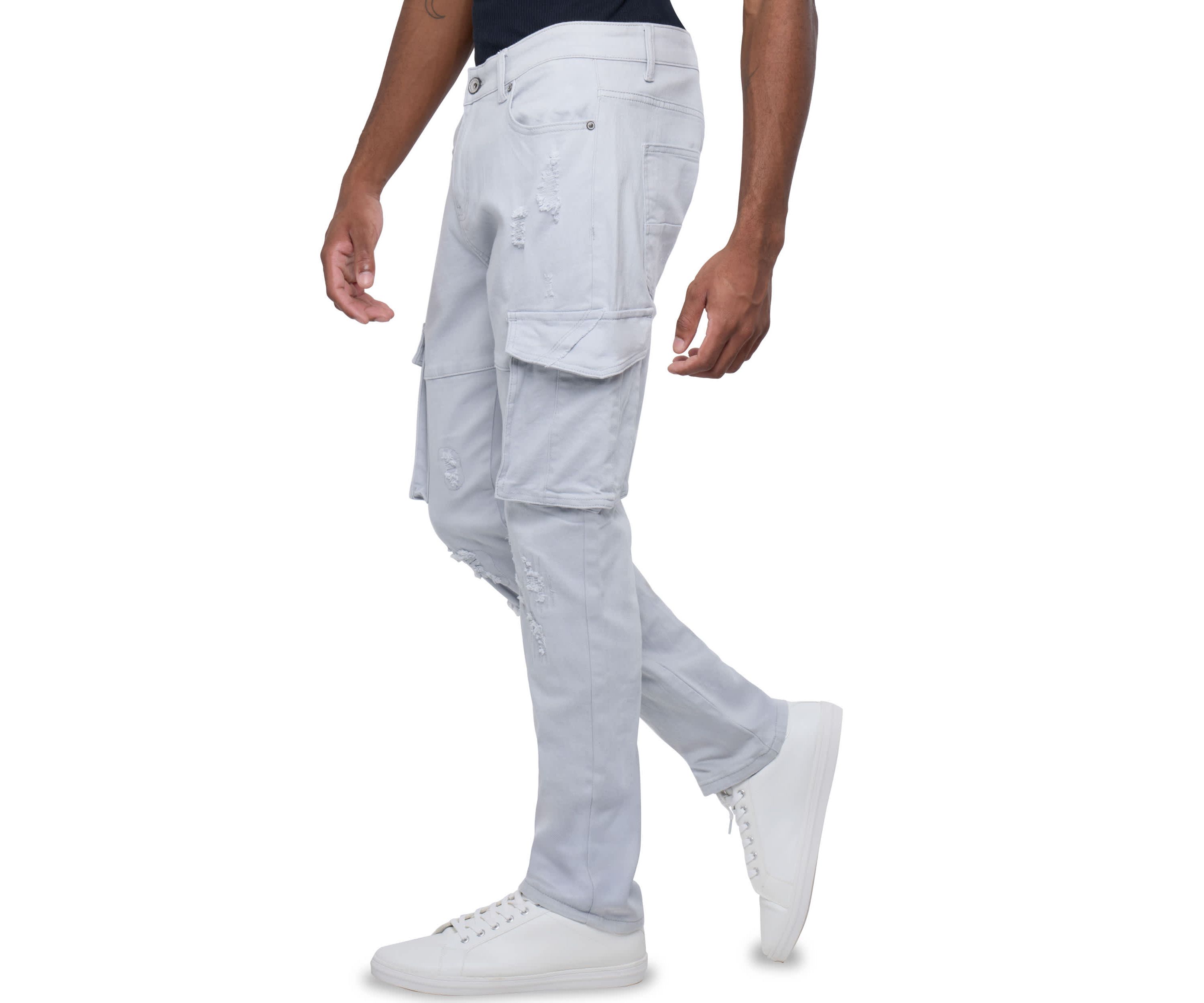 Mens Rip And Repair Cargo Pocket Jeans