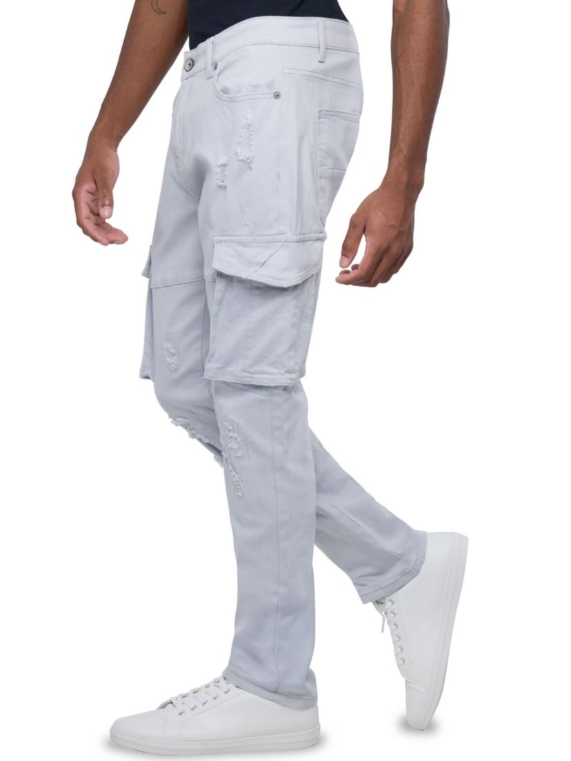 Mens Rip And Repair Cargo Pocket Jeans
