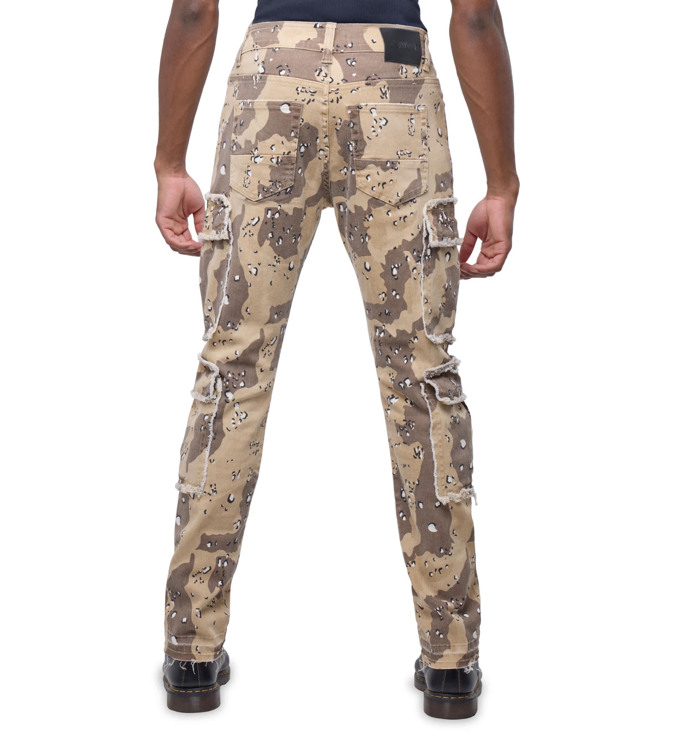 Mens Printed Cargo Pocket Denim Jeans