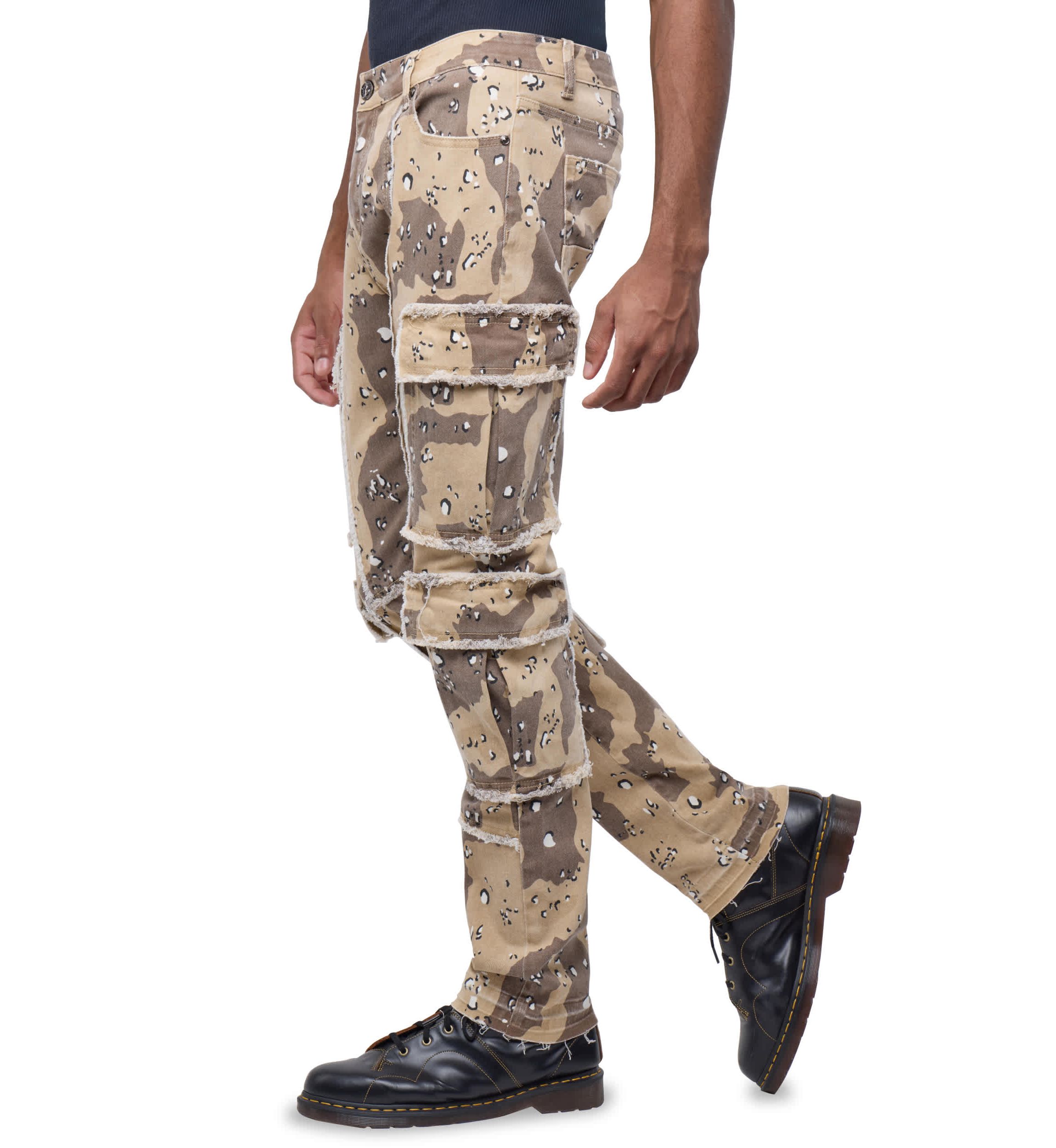 Mens Printed Cargo Pocket Denim Jeans