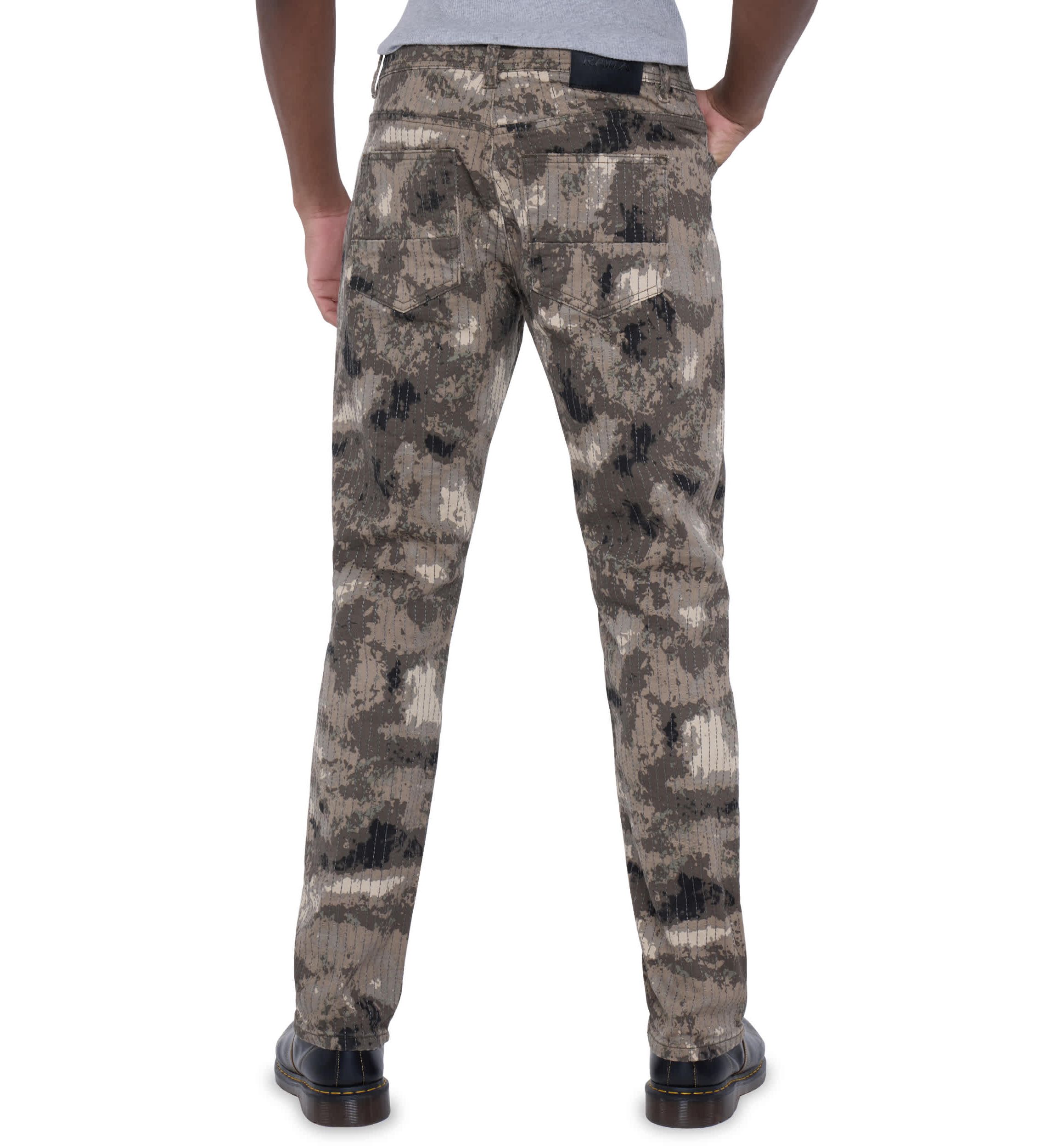 Mens Printed Denim Vertical Stitching Jeans