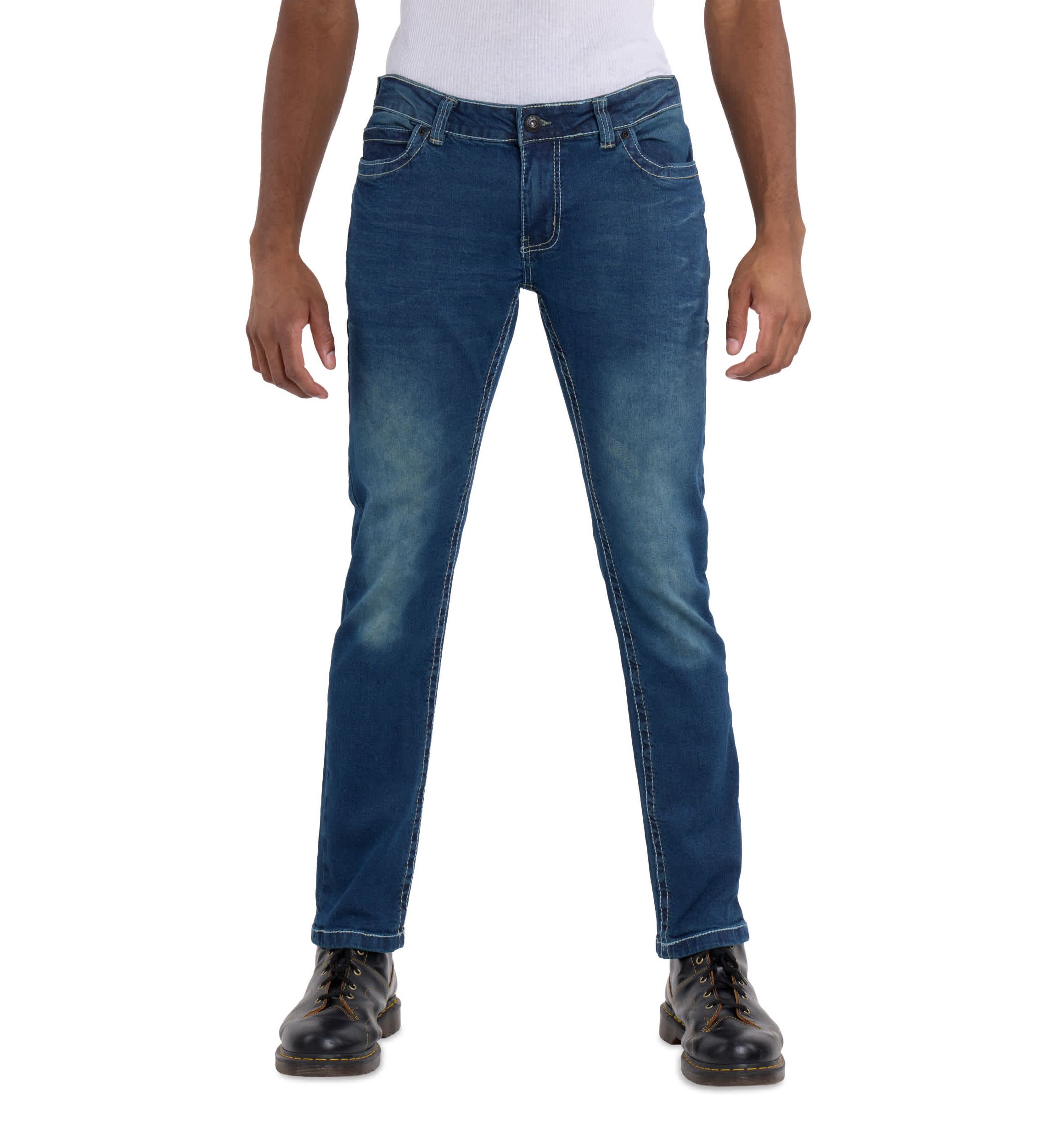 Mens Modern Fit Saddle Stitch Jeans