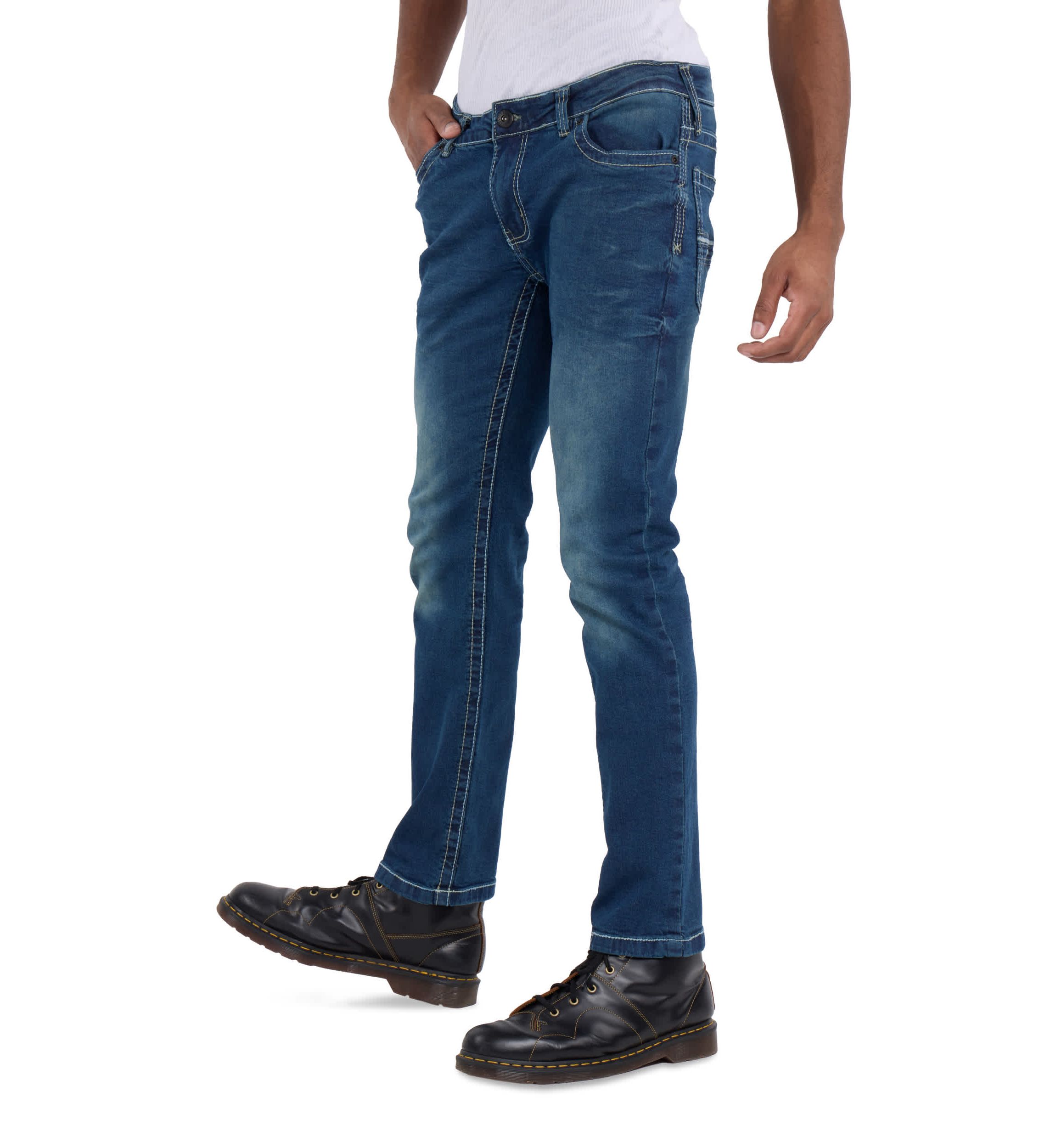 Mens Modern Fit Saddle Stitch Jeans