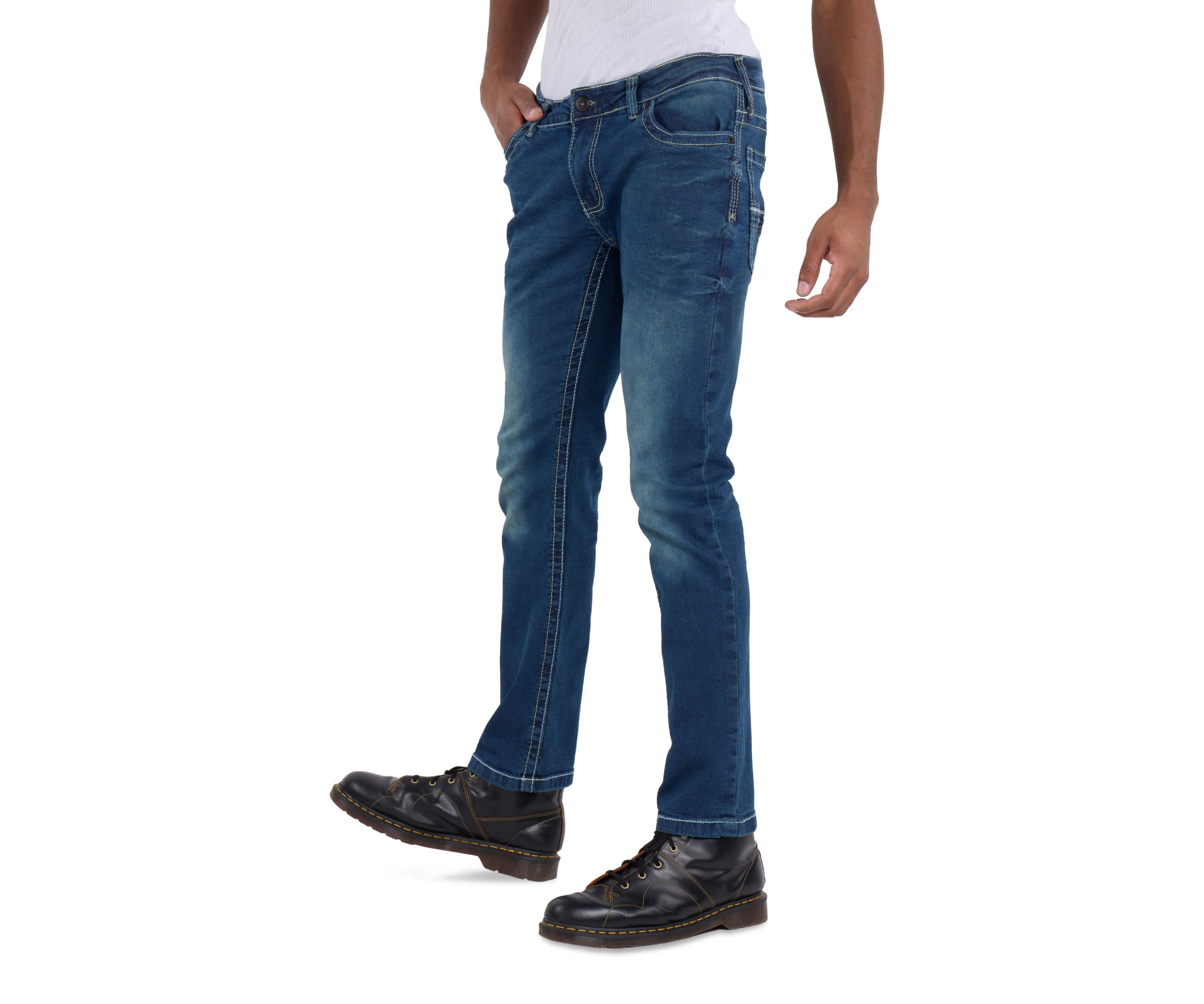 Mens Modern Fit Saddle Stitch Jeans