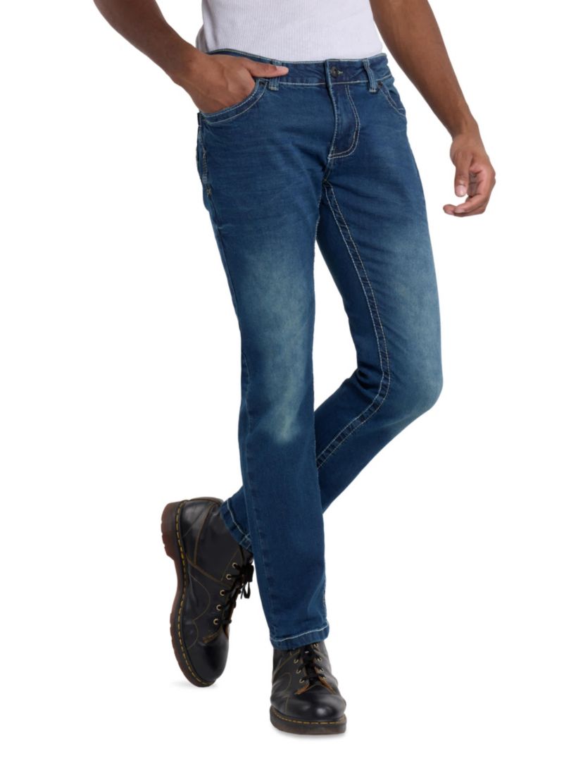 Mens Modern Fit Saddle Stitch Jeans