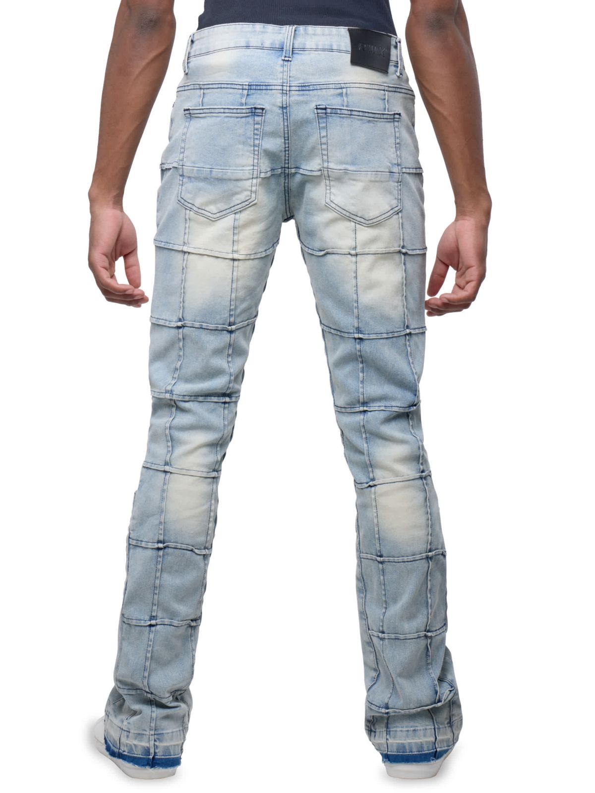 Mens Box Panel Fashion Stacked Jeans