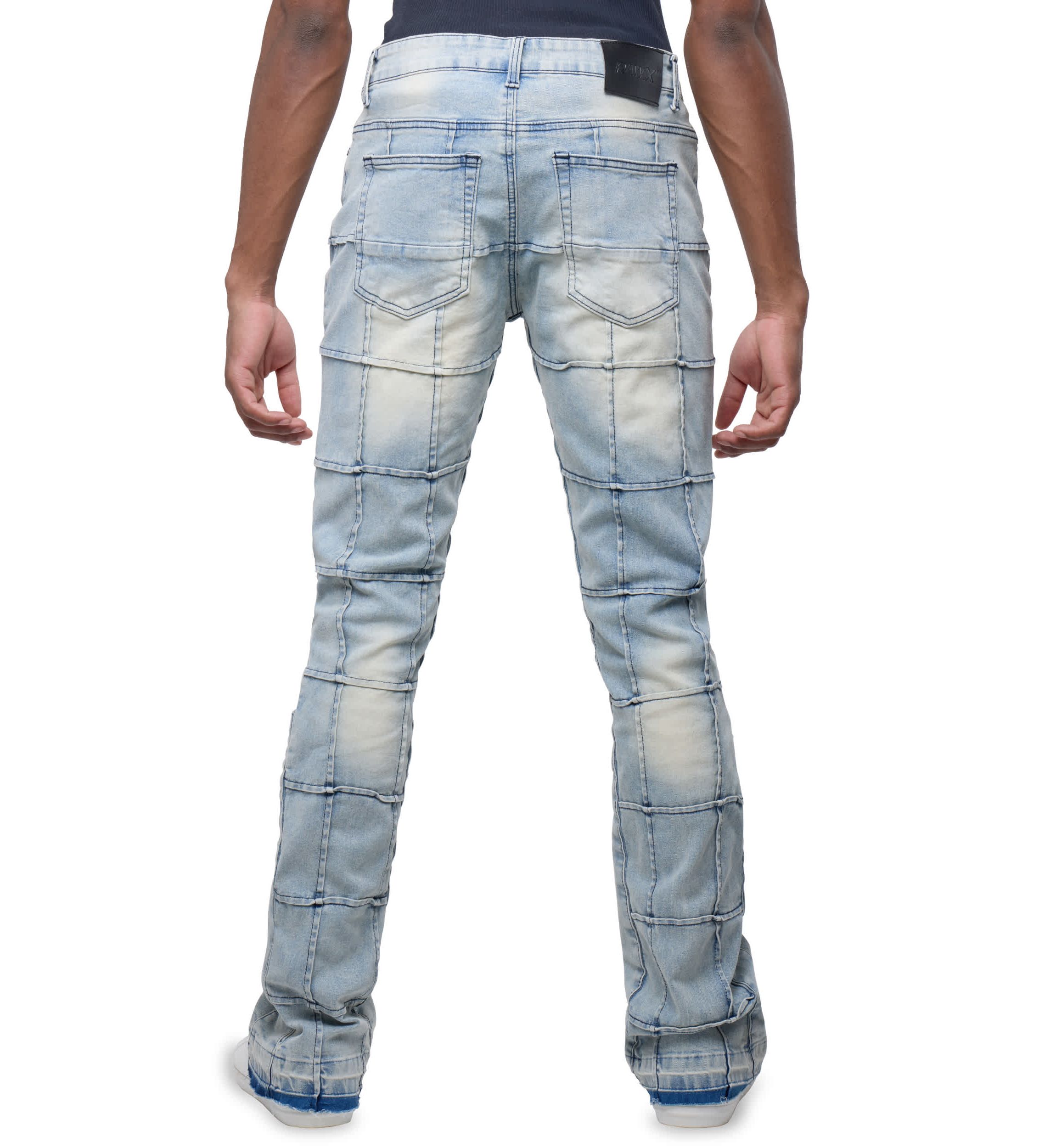 Mens Box Panel Fashion Stacked Jeans