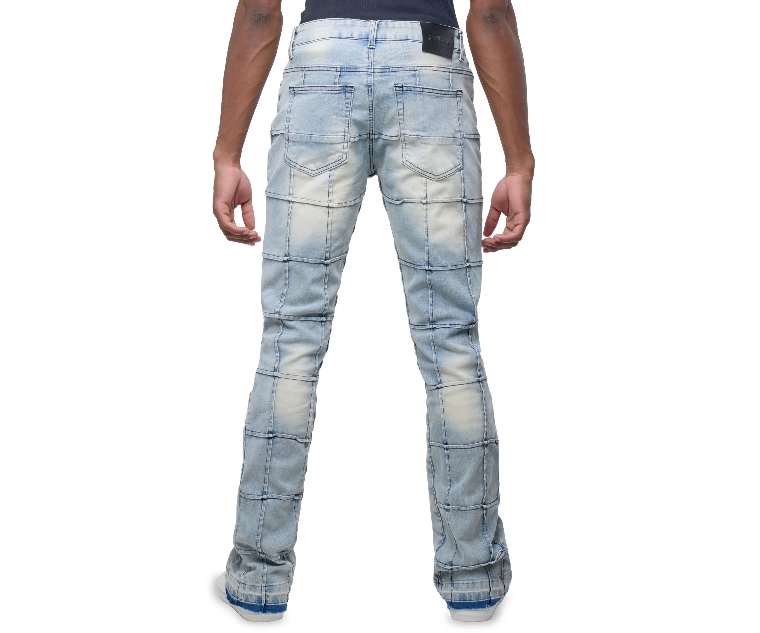 Mens Box Panel Fashion Stacked Jeans