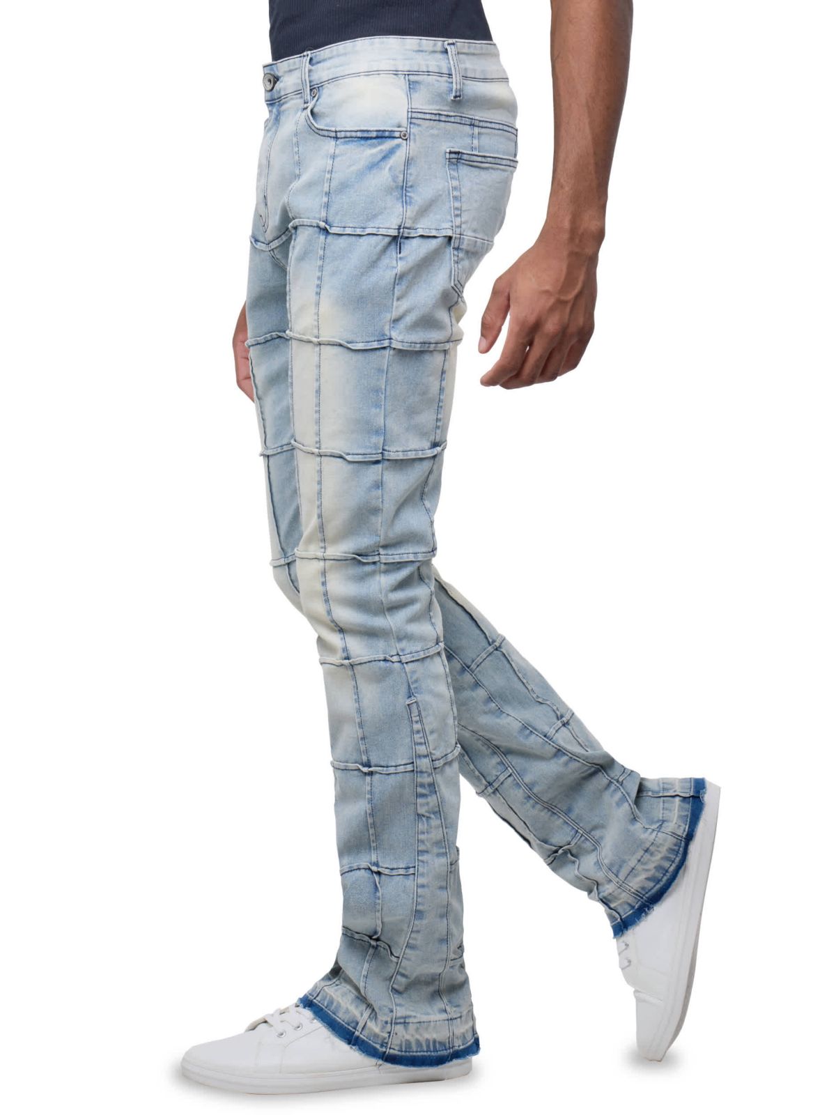 Mens Box Panel Fashion Stacked Jeans