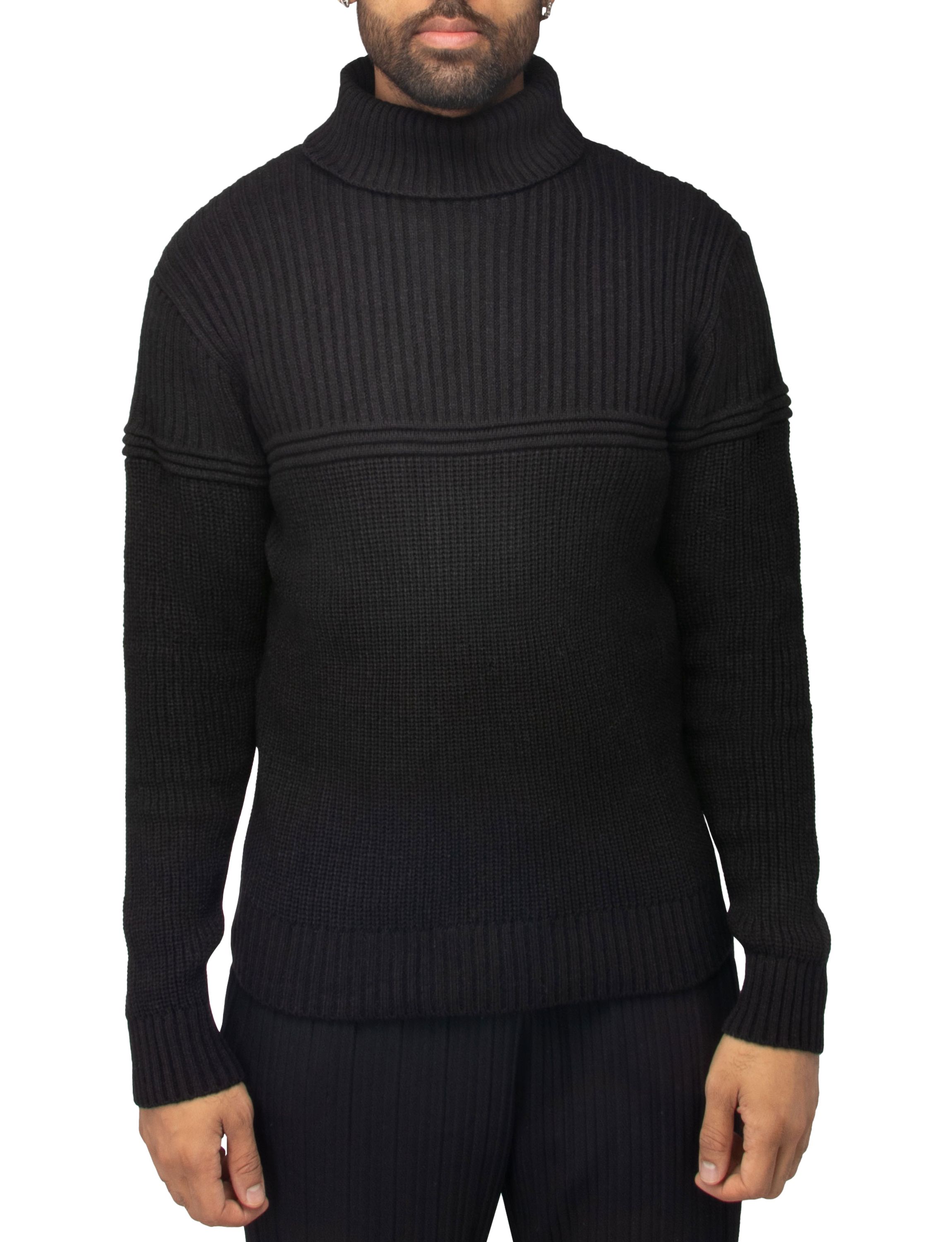 Mens Ribbed Pattern Turtleneck Sweater