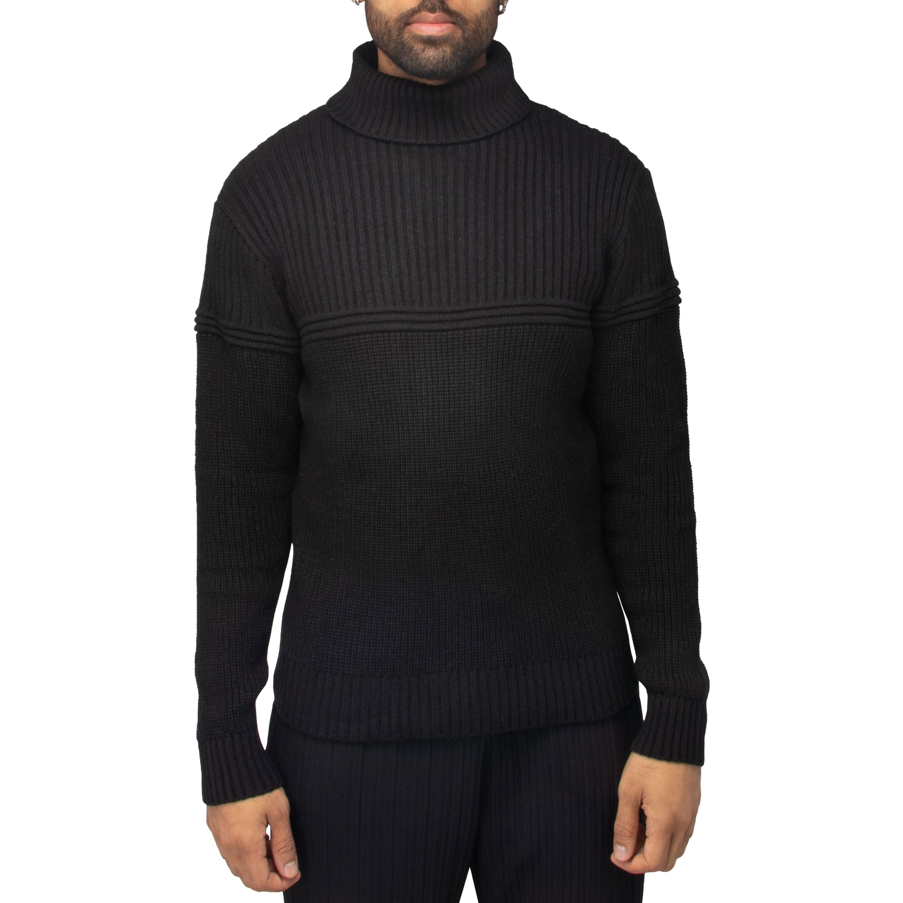 Mens Ribbed Pattern Turtleneck Sweater