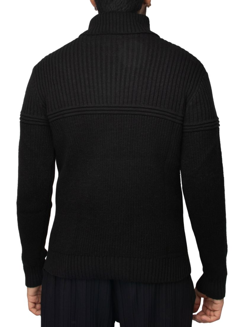 Mens Ribbed Pattern Turtleneck Sweater
