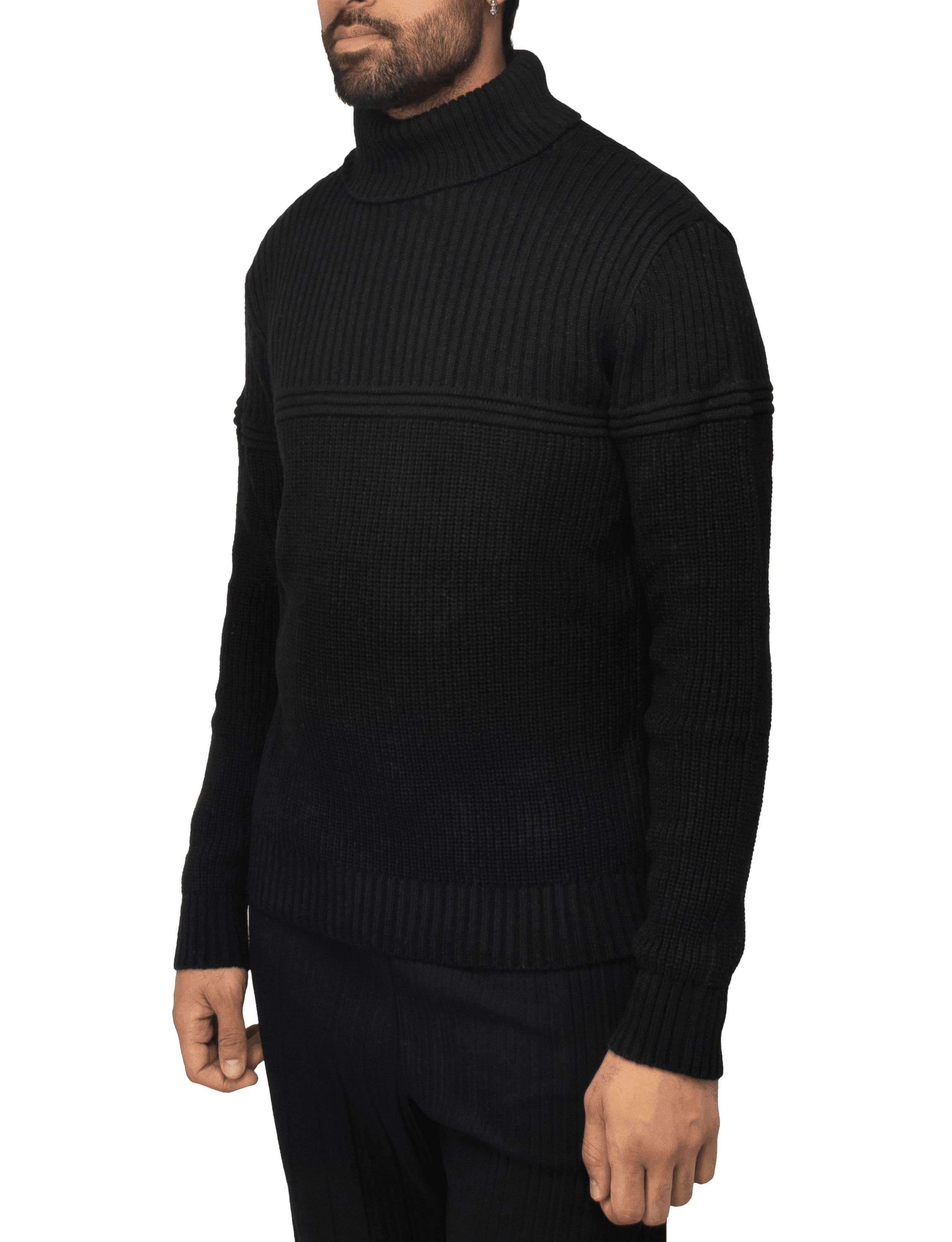 Mens Ribbed Pattern Turtleneck Sweater
